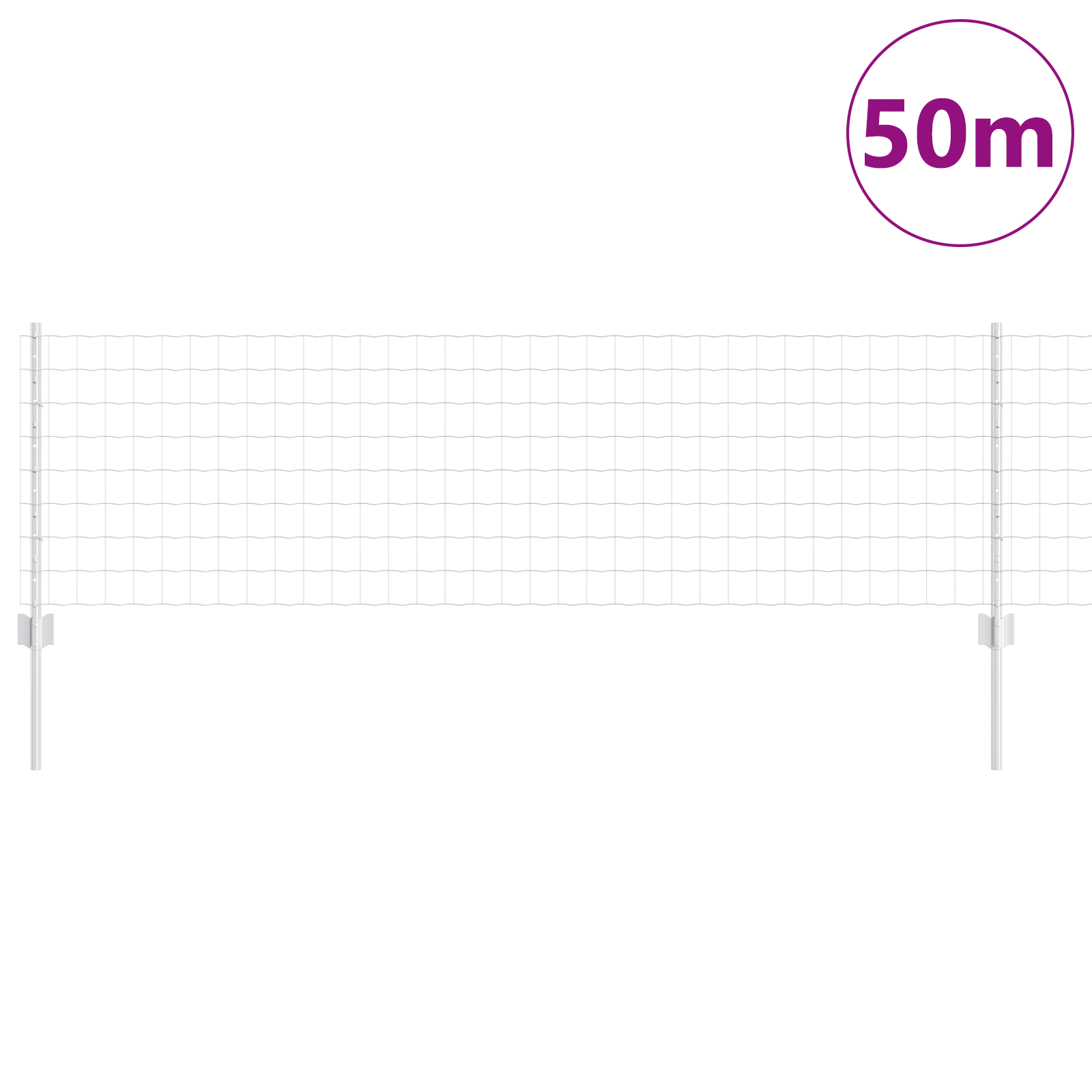 Gard Euro cu 22 Stâlpi Argintii 0,6x50 m Oțel GartenMobel Dekor
