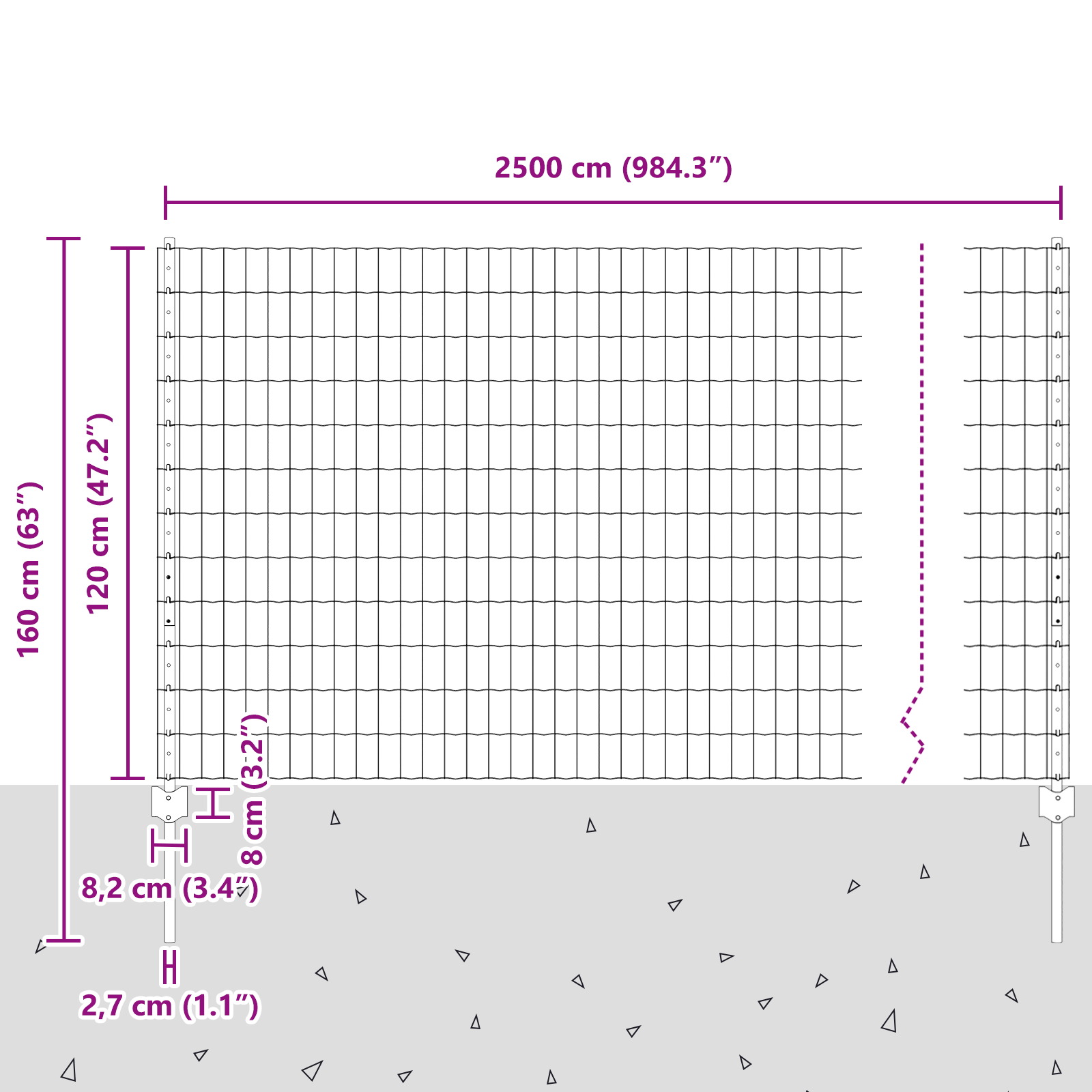 Gard Euro cu 22 Stâlpi Argintii 1,2x25 m Oțel GartenMobel Dekor