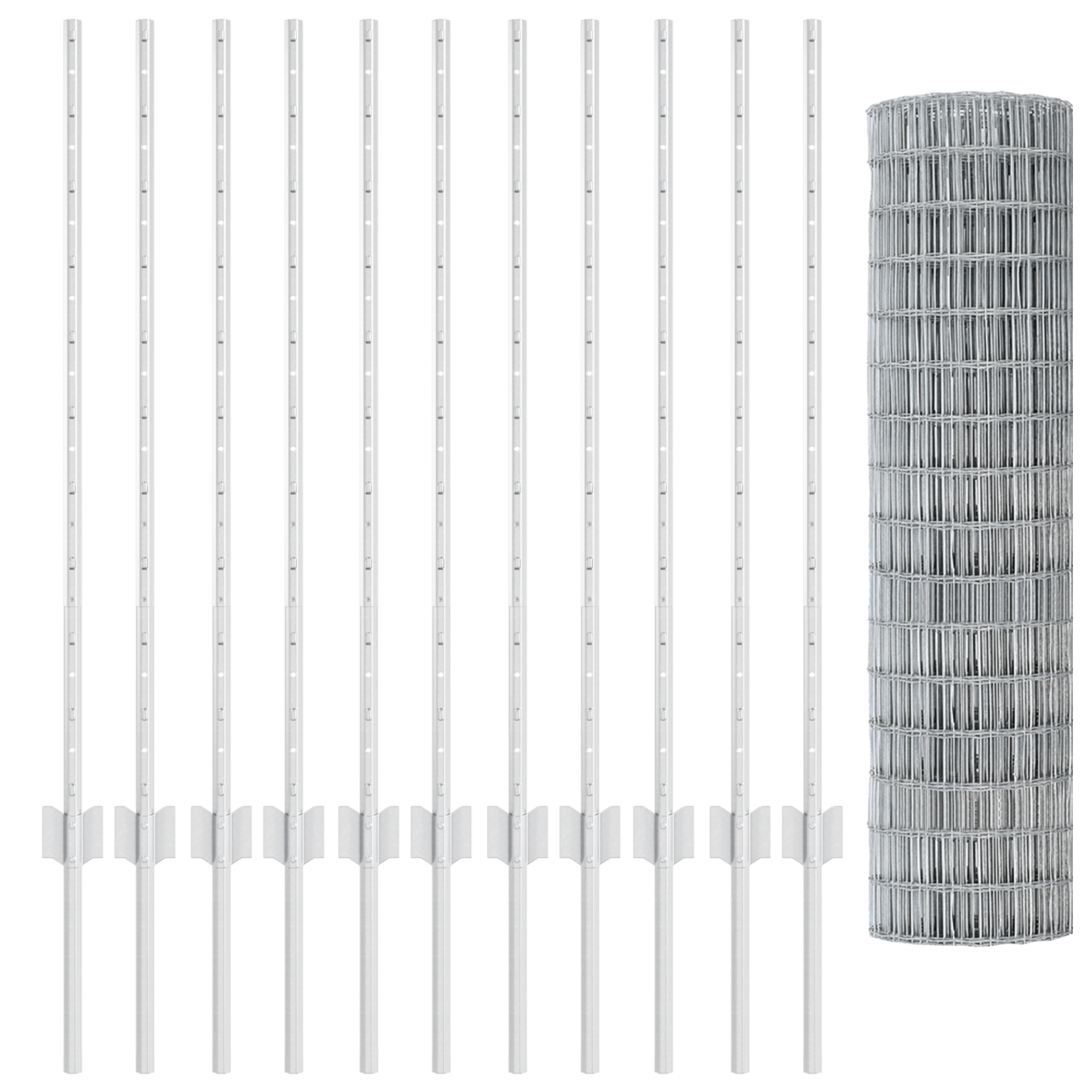 Gard Euro cu 22 Stâlpi Argintii 1x25 m Oțel GartenMobel Dekor