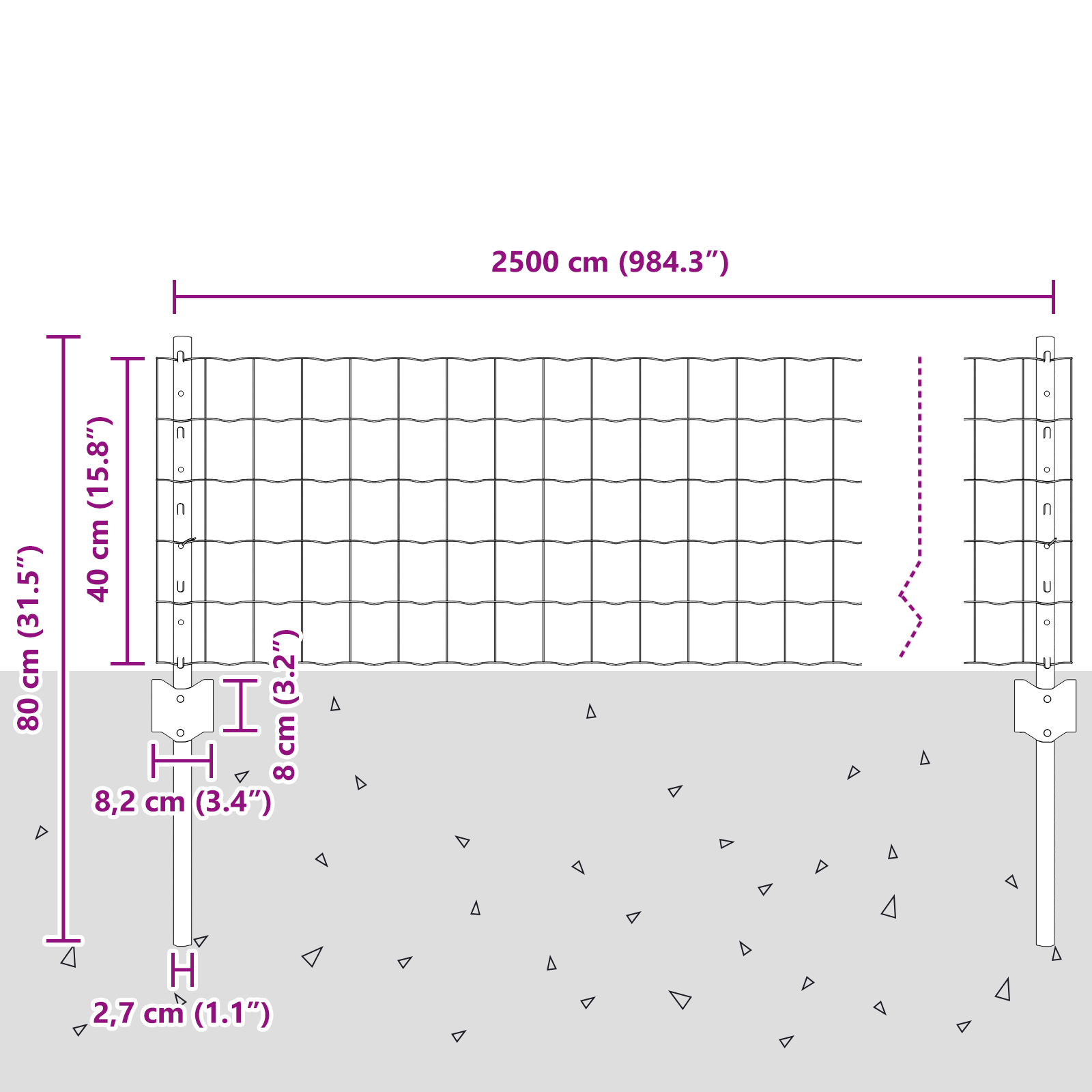 Gard Euro cu 22 Stâlpi Argintii 1x25 m Oțel GartenMobel Dekor