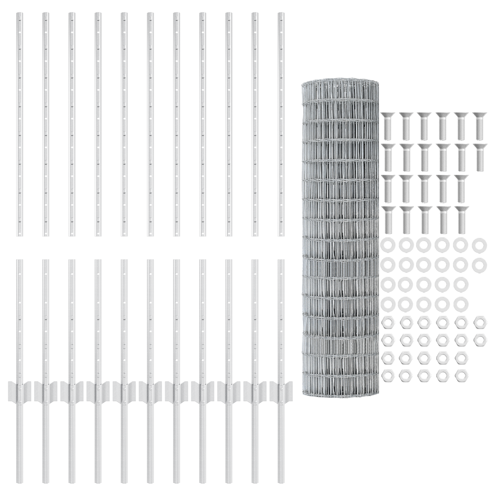 Gard Euro cu 22 Stâlpi Argintii 1x25 m Oțel GartenMobel Dekor