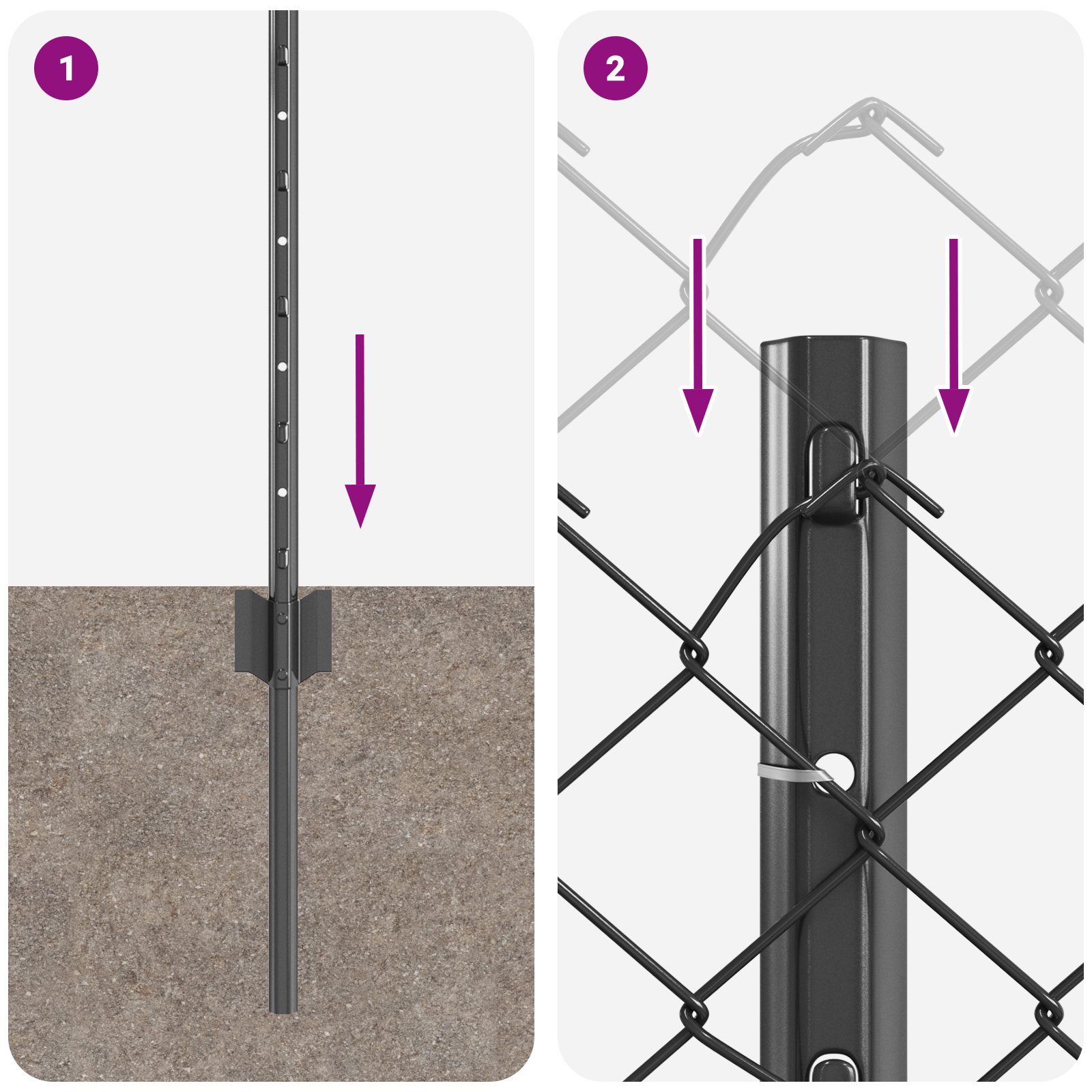 Gard de Lanț cu 22 U Posts Gri 0.4x25 m Oțel GartenMobel Dekor