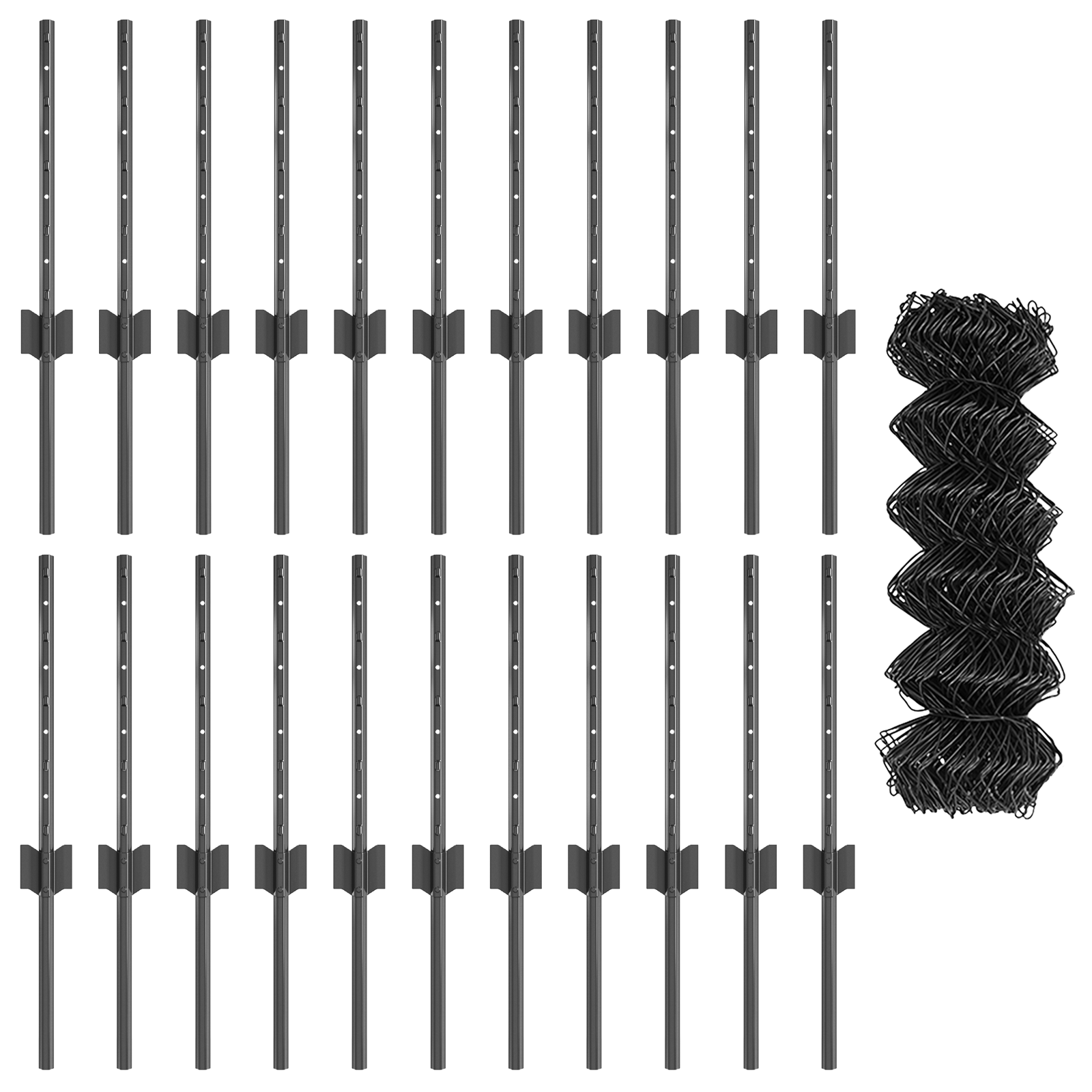 Gard de Lanț cu 22 U Posts Gri 0.4x25 m Oțel GartenMobel Dekor
