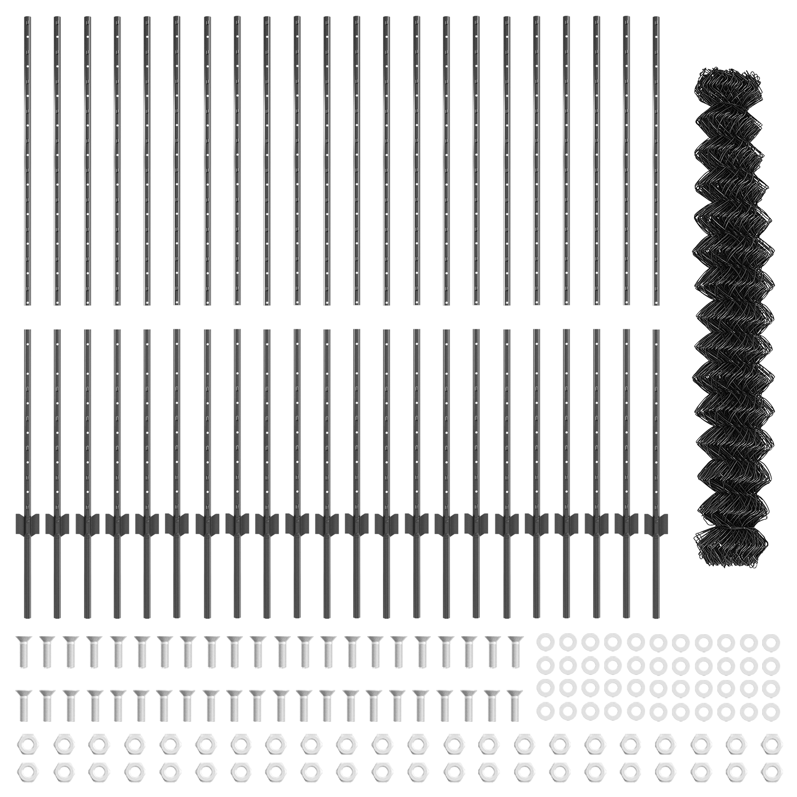Împrejmuire Cu Lanț cu 44 U Posturi Gri 1.4x25 m Oțel GartenMobel Dekor