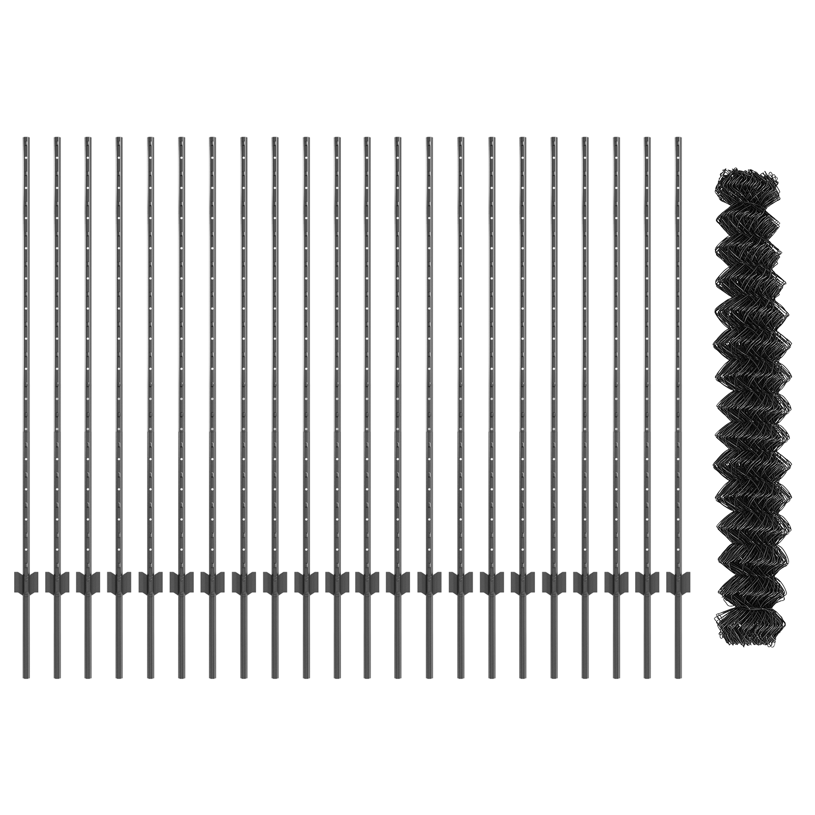 Împrejmuire Cu Lanț cu 44 U Posturi Gri 1.4x25 m Oțel GartenMobel Dekor