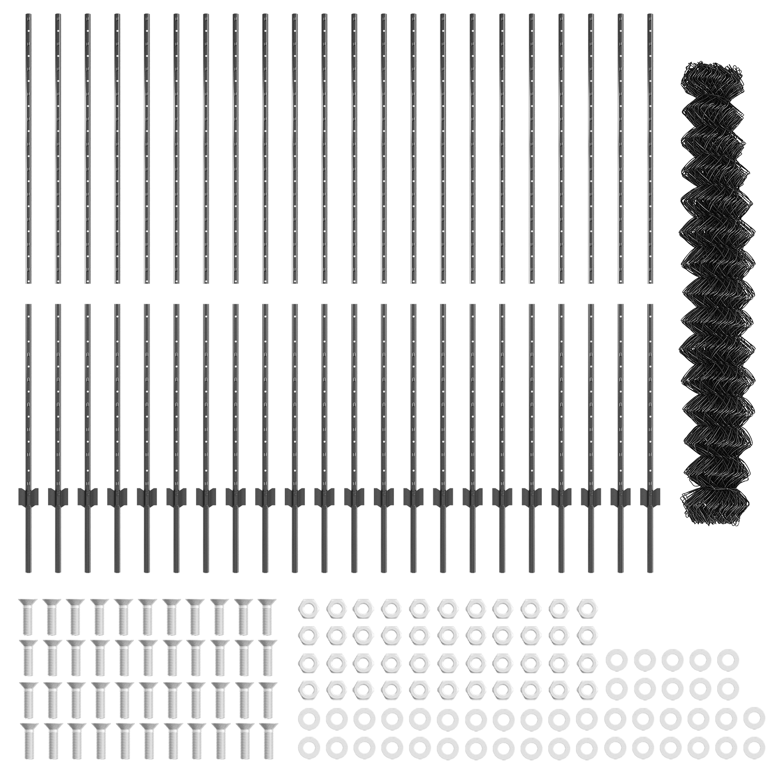 Îngrădire cu Lanț cu 44 U Posturi Gri 1.6x25 m Oțel GartenMobel Dekor