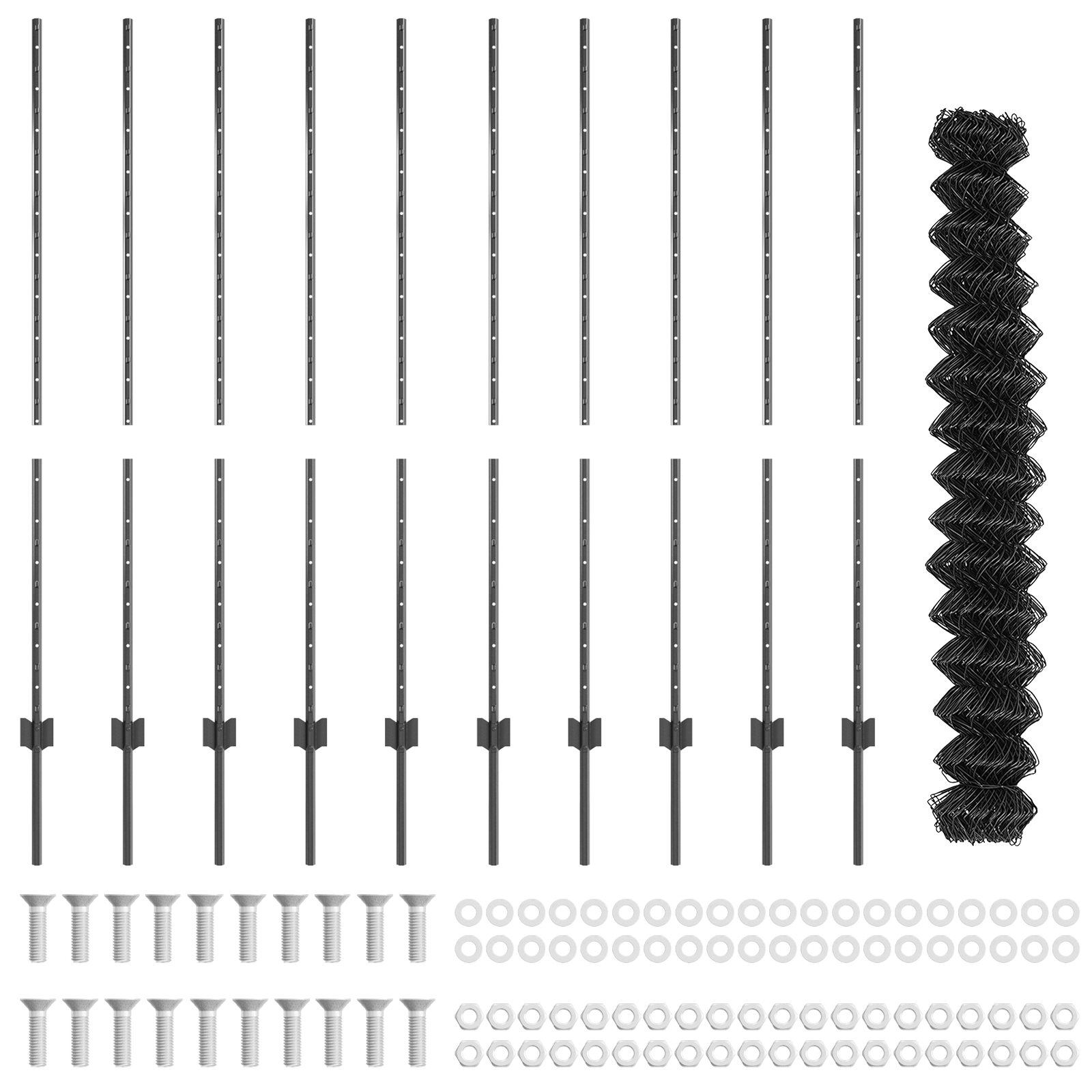 Plasă de Lanț cu 20 de U Posturi Gri 1.4x10 m Oțel GartenMobel Dekor