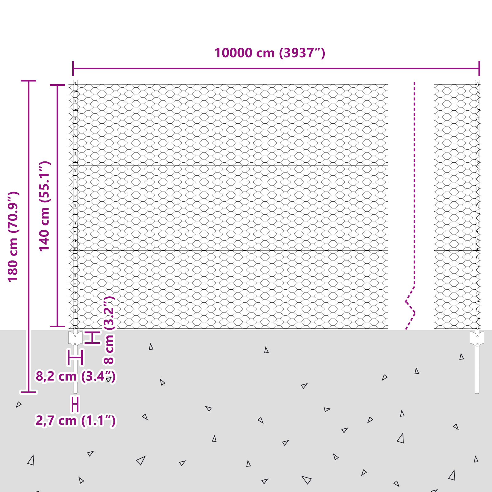 Posturi Gard  22 bucăți U-Channel 140 cm Oțel Galvanizat, Gard Hexagonal  1.4x100 m Oțel Galvanizat GartenMobel Dekor