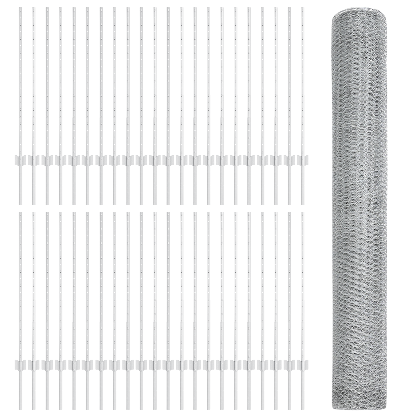 Posturi de gard 22 buc U-Channel 100 cm Oțel galvanizat, Gard hexagonal 1x100 m Oțel galvanizat GartenMobel Dekor