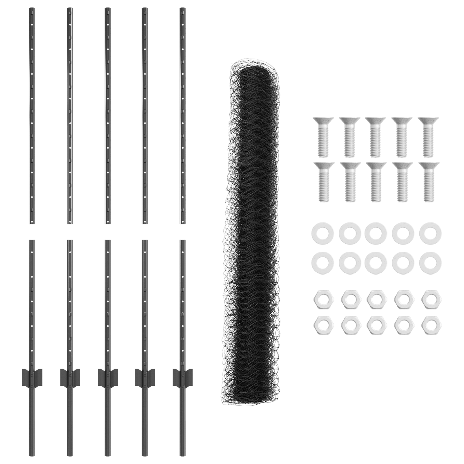 Stâlpi Gard  10 pcs U-Channel Gri 120 cm Oțel, Gard Hexagonal  Gri 1,2x10 m Oțel GartenMobel Dekor