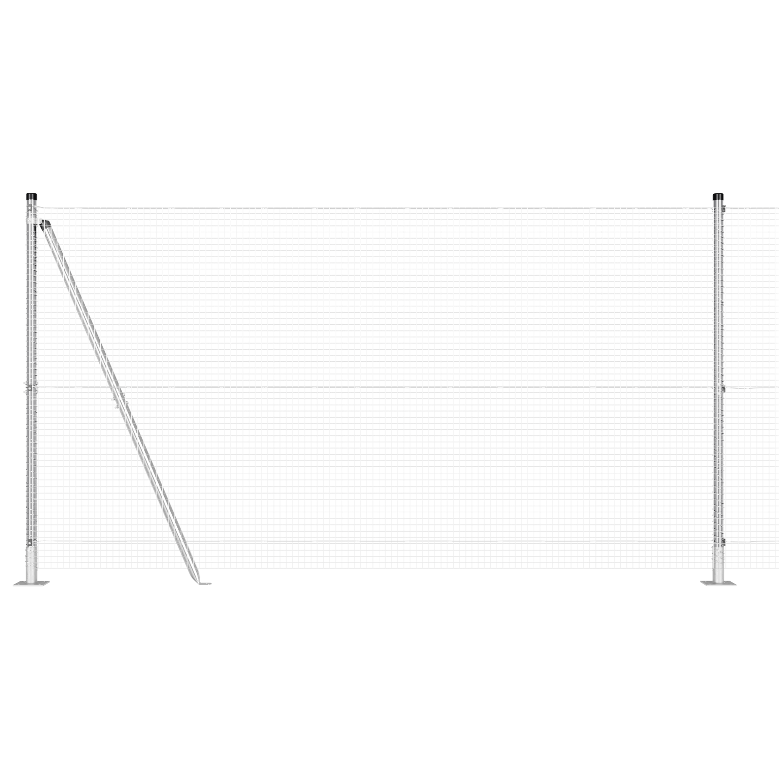 Gard de sârmă sudată cu 7 stâlpi flansați 1.2x10 m Oțel galvanizat GartenMobel Dekor