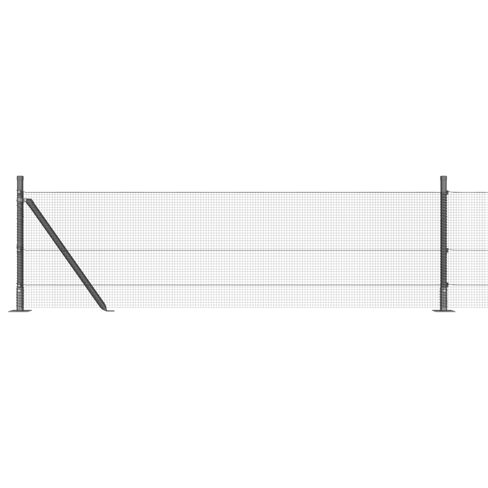 Gard din Plasă Sudată cu 13 Stâlpi cu Flanșă Gri 0.4x100 m Oțel GartenMobel Dekor