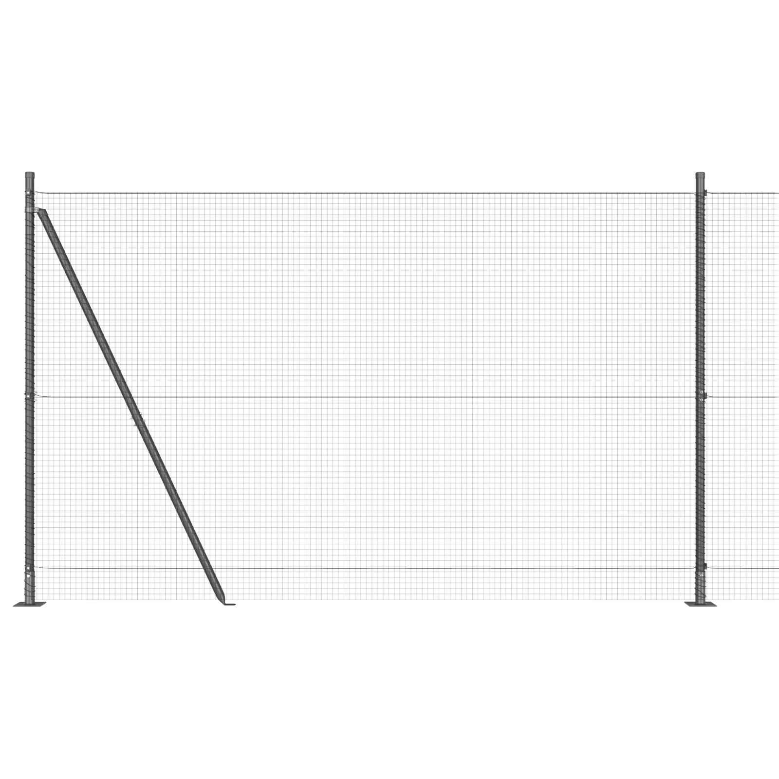 Gard din Sârmă Sudată cu 13 Stâlpi Flanșați Gri 1.4x25 m Oțel GartenMobel Dekor