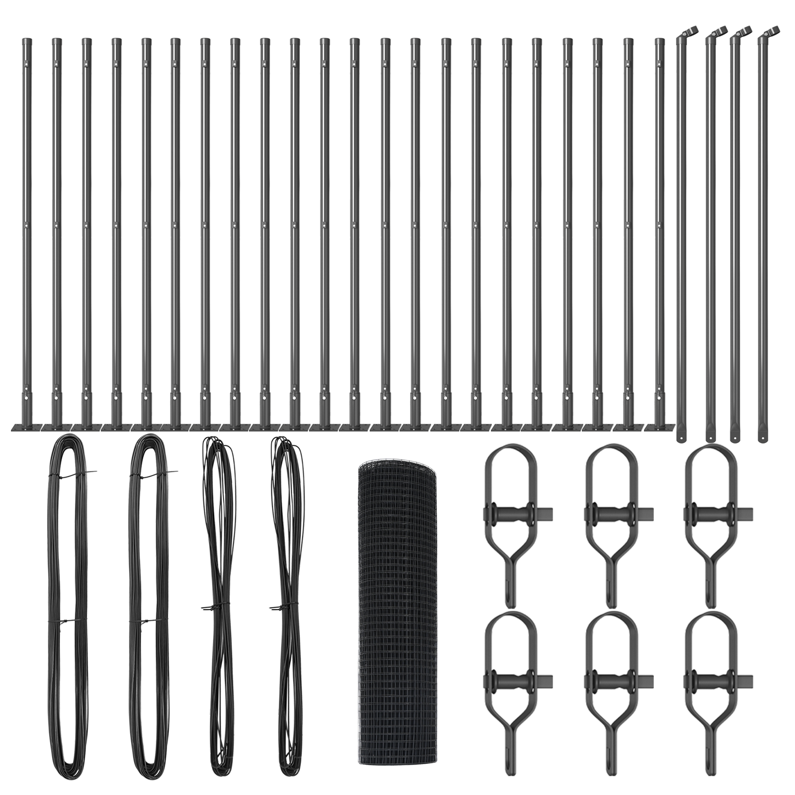 Gard din Sârmă Sudată cu 13 Stâlpi cu Flanșă Gri 1x50 m Oțel GartenMobel Dekor