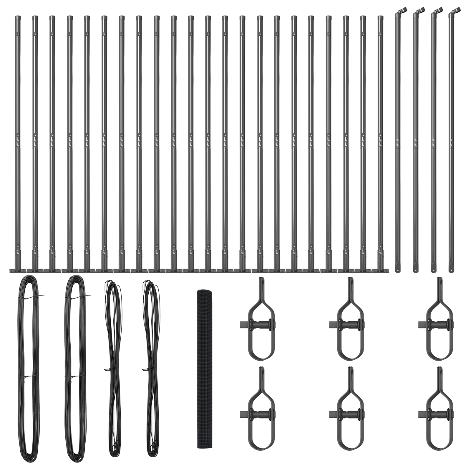 Gard din Sârmă Sudată cu 13 Stâlpi cu Flanșe Gri 1.5x50 m Oțel GartenMobel Dekor