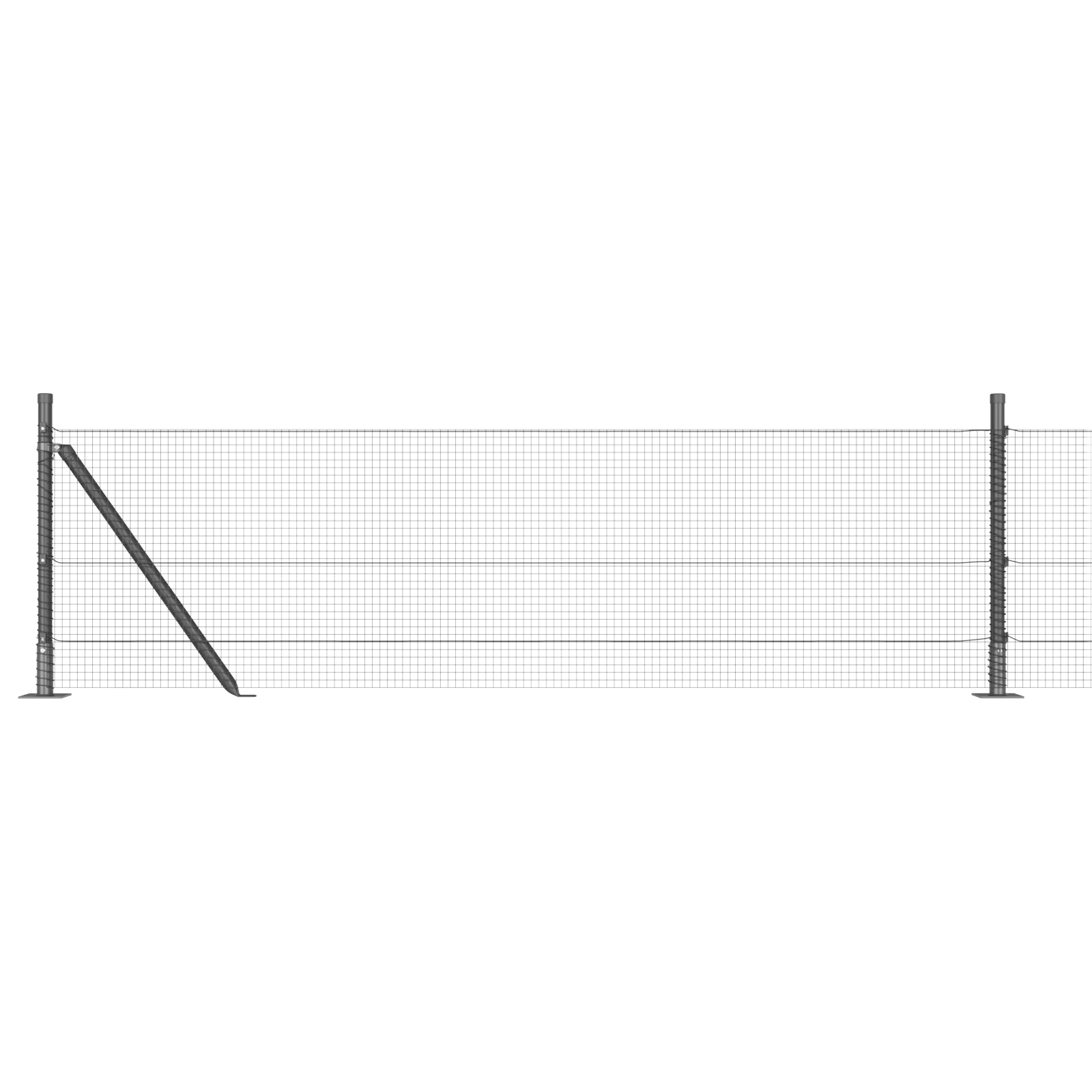 Gard din plasă sudată cu 13 stâlpi flanșați Gri 0.6x25 m Oțel GartenMobel Dekor
