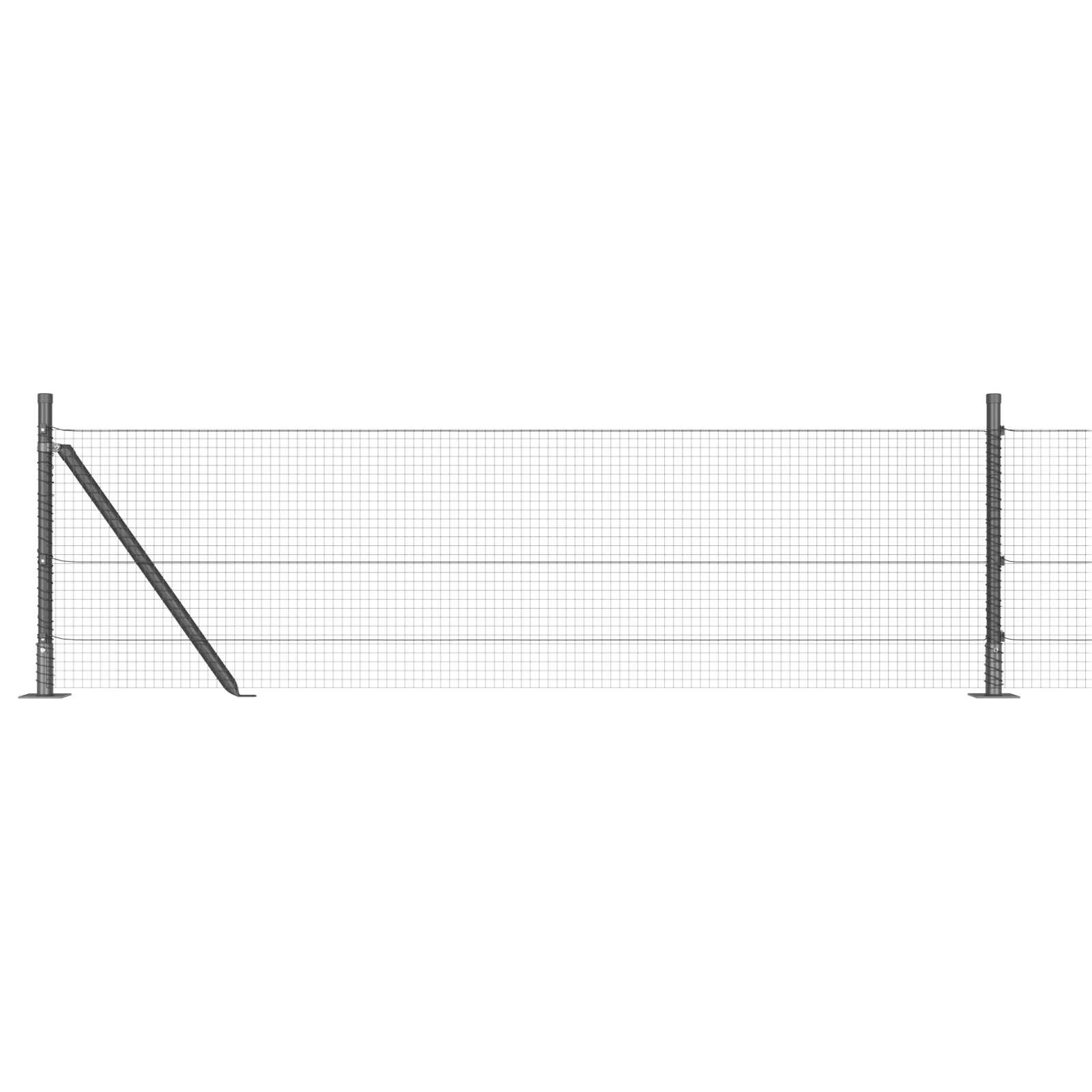 Gard din sârmă sudată cu 13 Stâlpi Flanșați Gri 0.6x100 m Oțel GartenMobel Dekor
