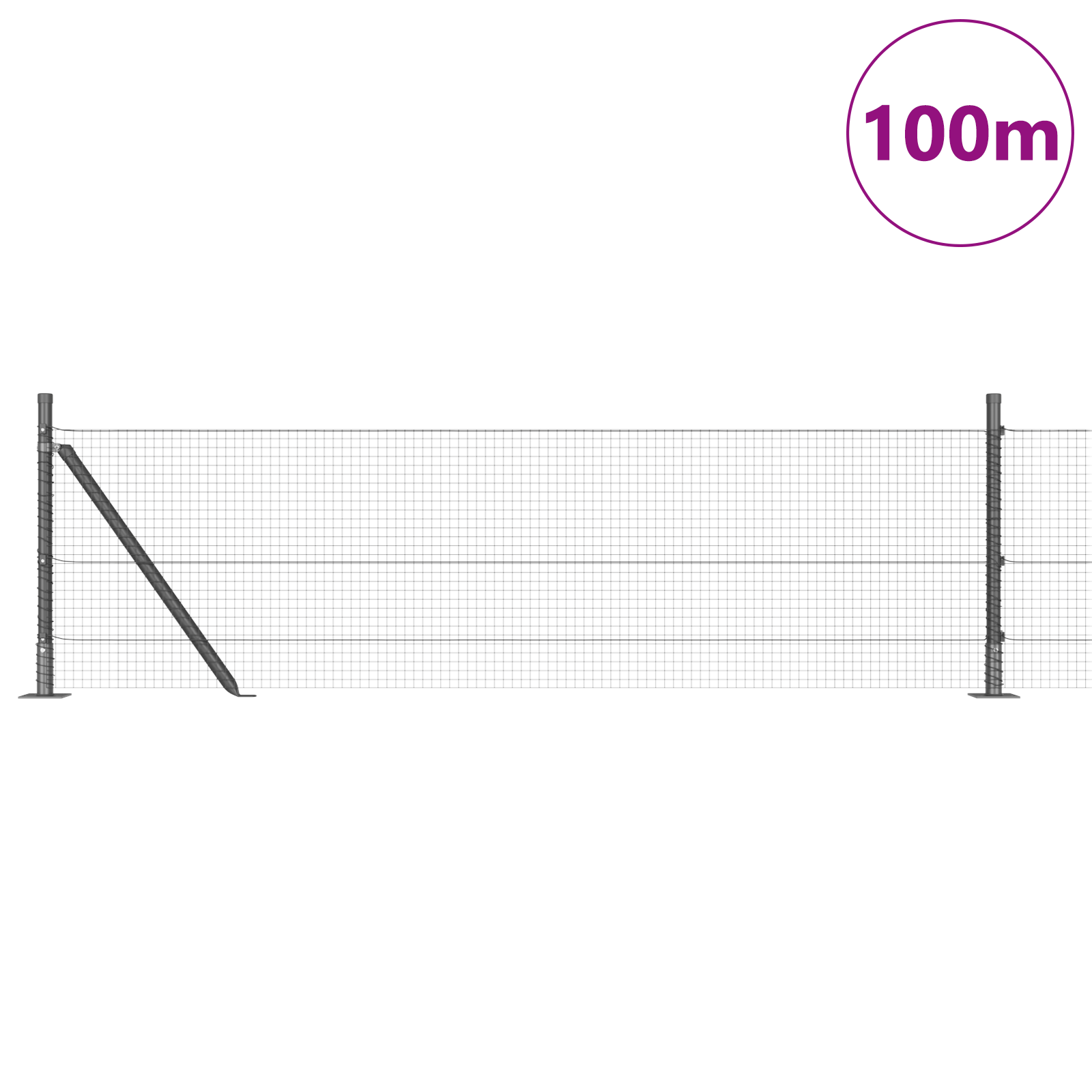 Gard din sârmă sudată cu 13 Stâlpi Flanșați Gri 0.6x100 m Oțel GartenMobel Dekor
