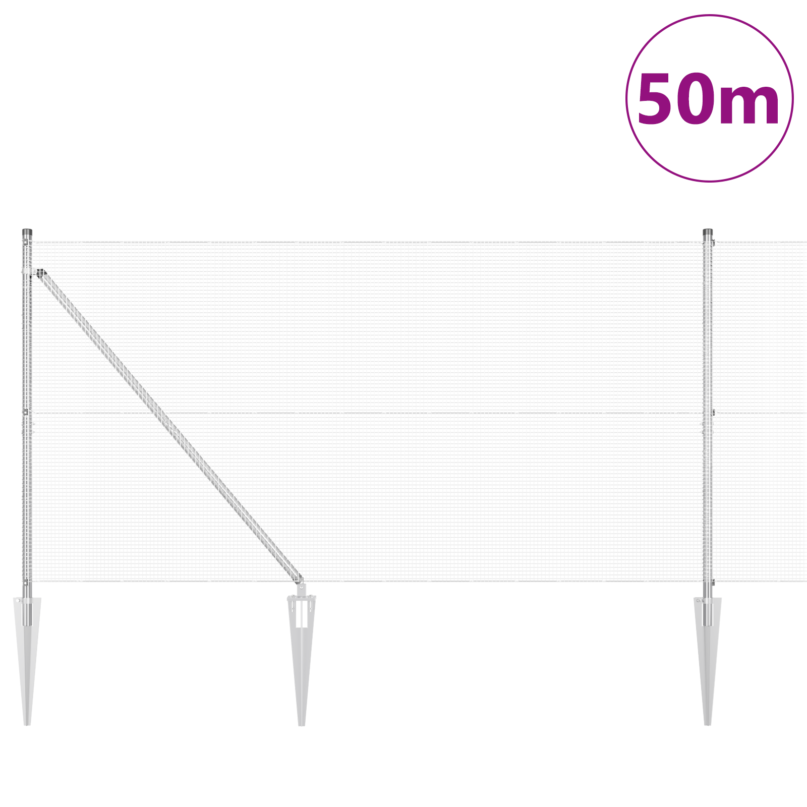 Gard din sârmă sudată cu 13 stâlpi cu vârf 1.4x50 m Oțel galvanizat GartenMobel Dekor