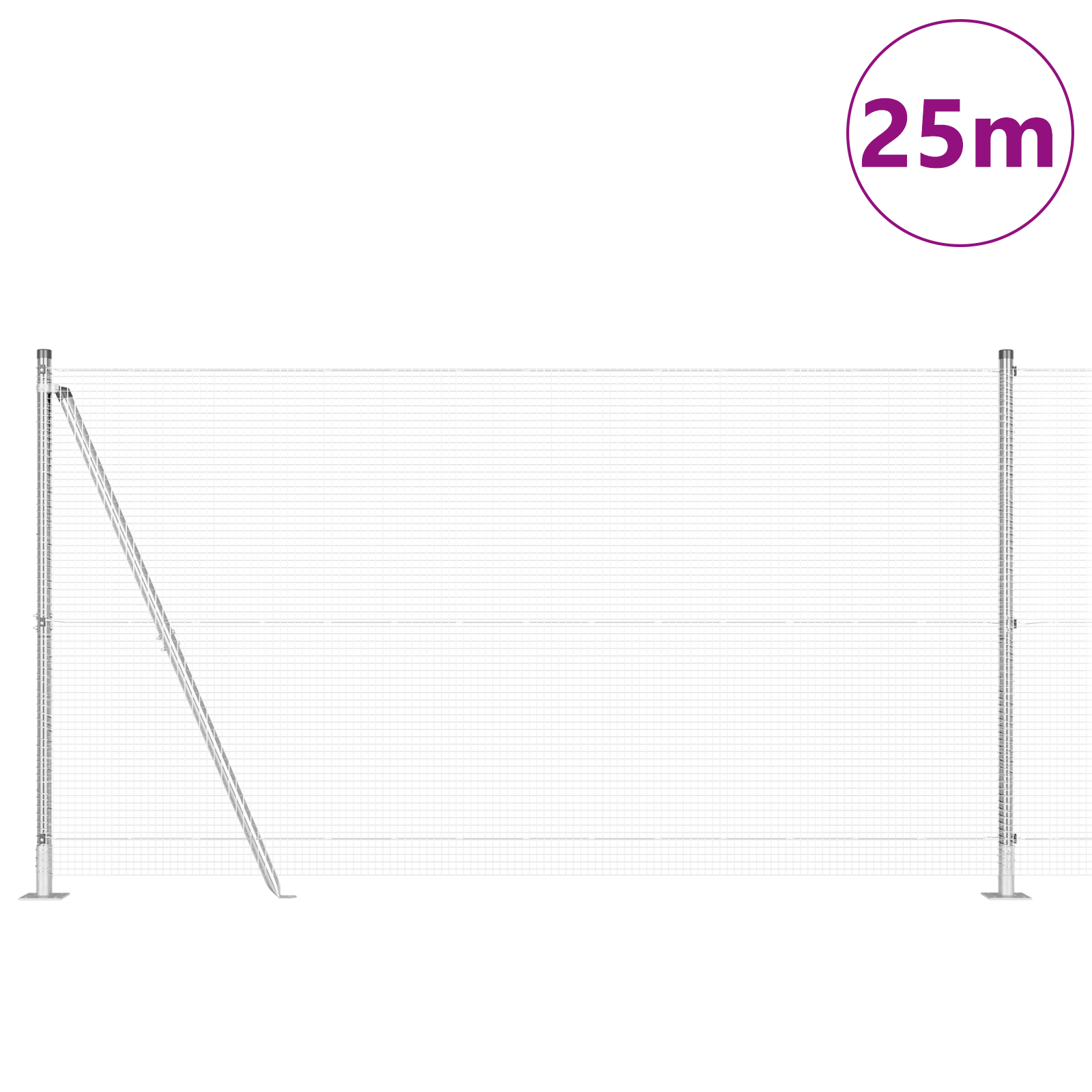 Gard din sârmă sudată cu 13 stâlpi flanșați 1.2x25 m Oțel galvanizat GartenMobel Dekor