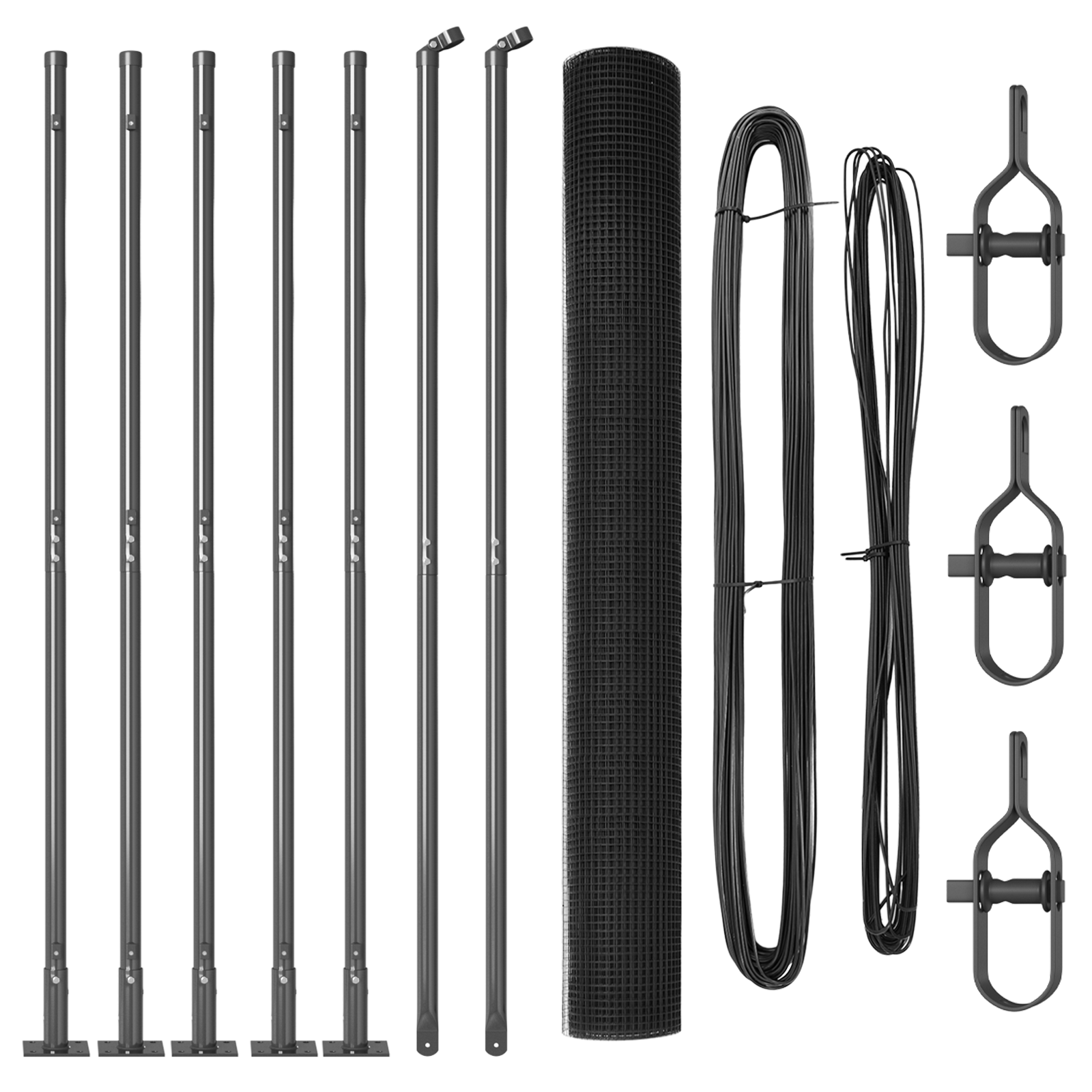 Gard din sârmă sudată cu 7 stâlpi flanșați Gri 1.6x10 m Oțel GartenMobel Dekor