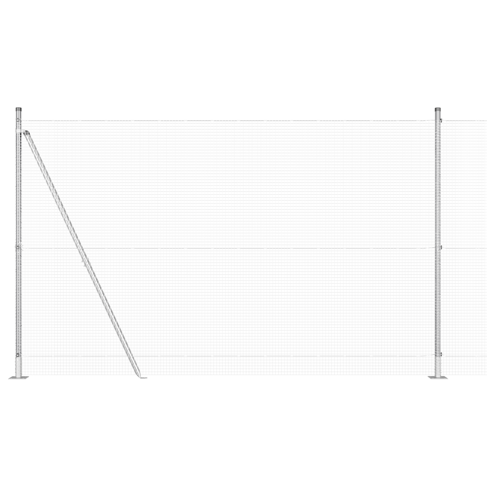 Împrejmuire Sudată cu 13 Stâlpi Cu Flanșă 1.6x25 m Oțel Galvanizat GartenMobel Dekor