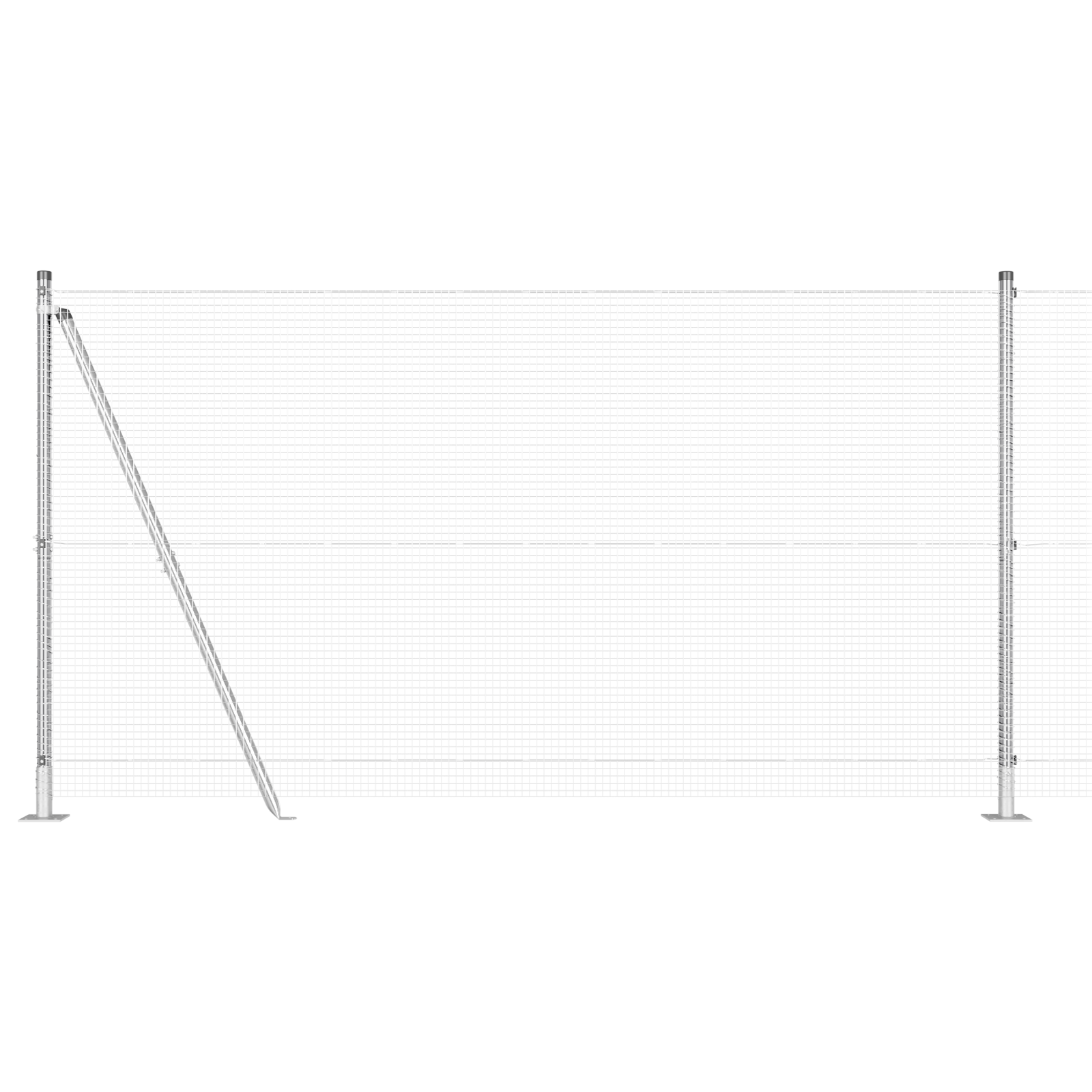 Împrejmuire Sudată cu 13 Stâlpi cu Flanșă 1.2x50 m Oțel Galvanizat GartenMobel Dekor