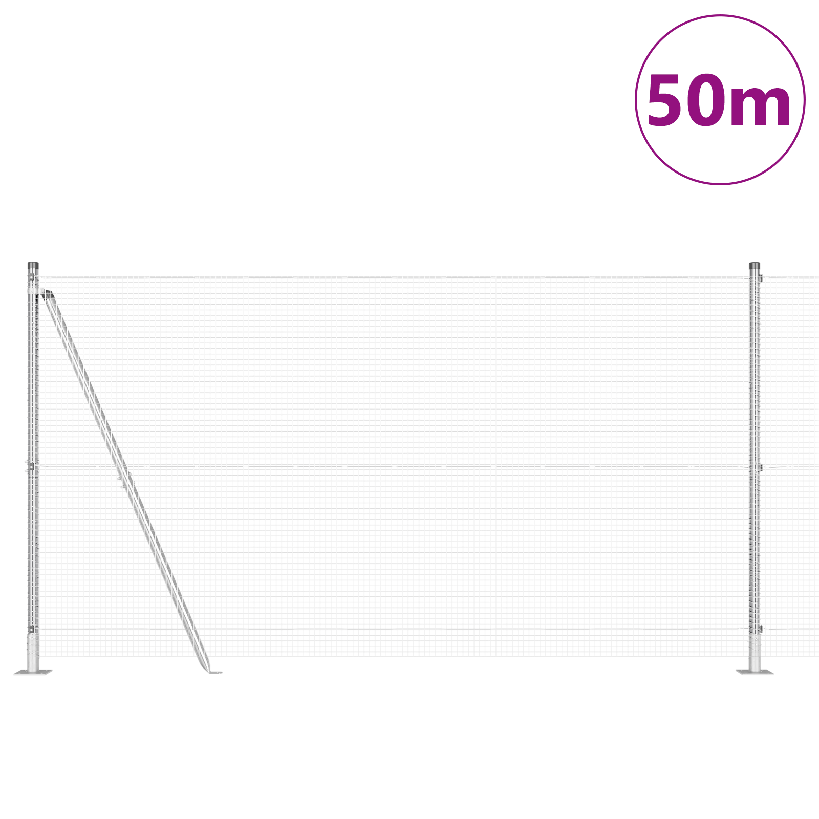 Împrejmuire Sudată cu 13 Stâlpi cu Flanșă 1.2x50 m Oțel Galvanizat GartenMobel Dekor