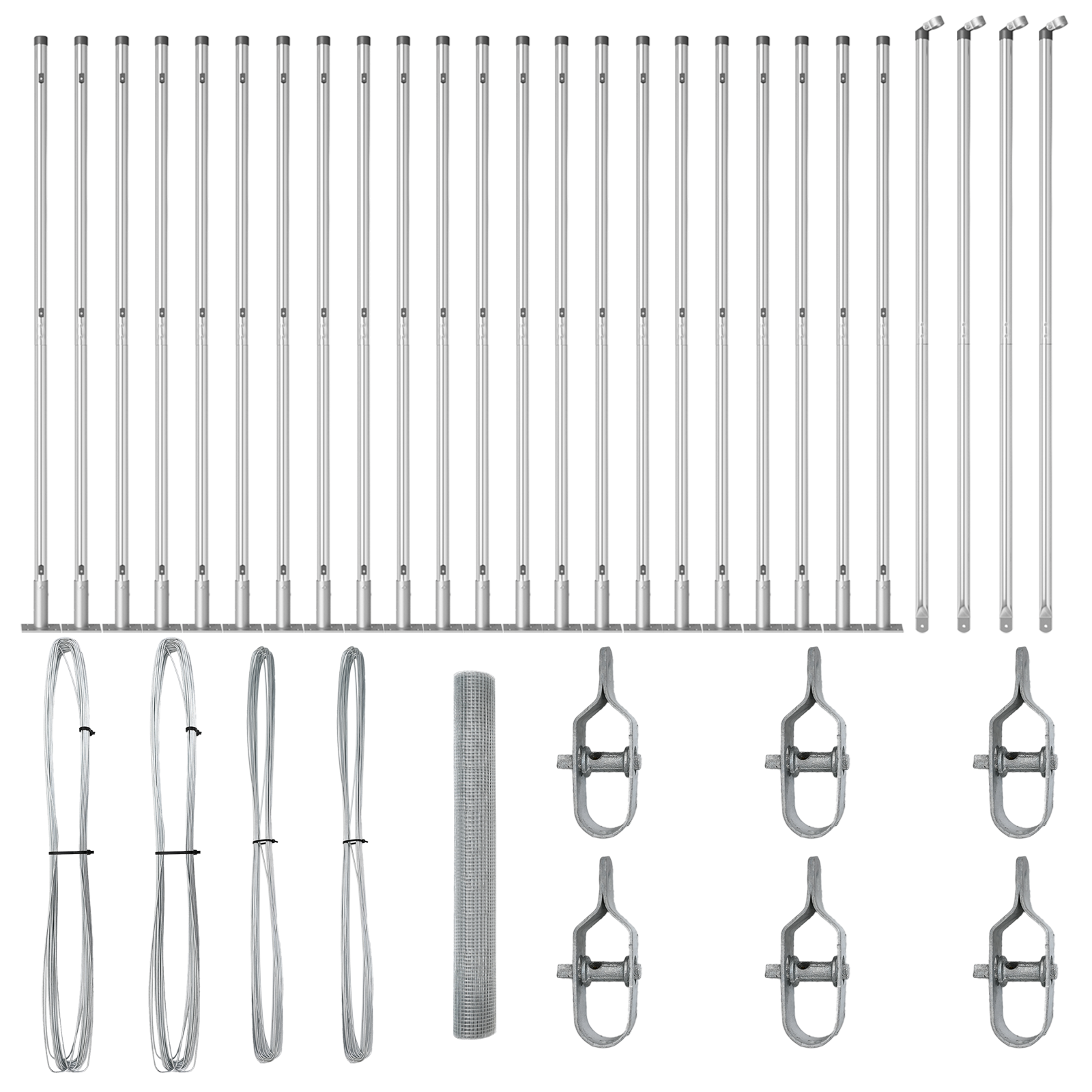 Împrejmuire Sudată cu 13 Stâlpi cu Flanșă 1.2x50 m Oțel Galvanizat GartenMobel Dekor