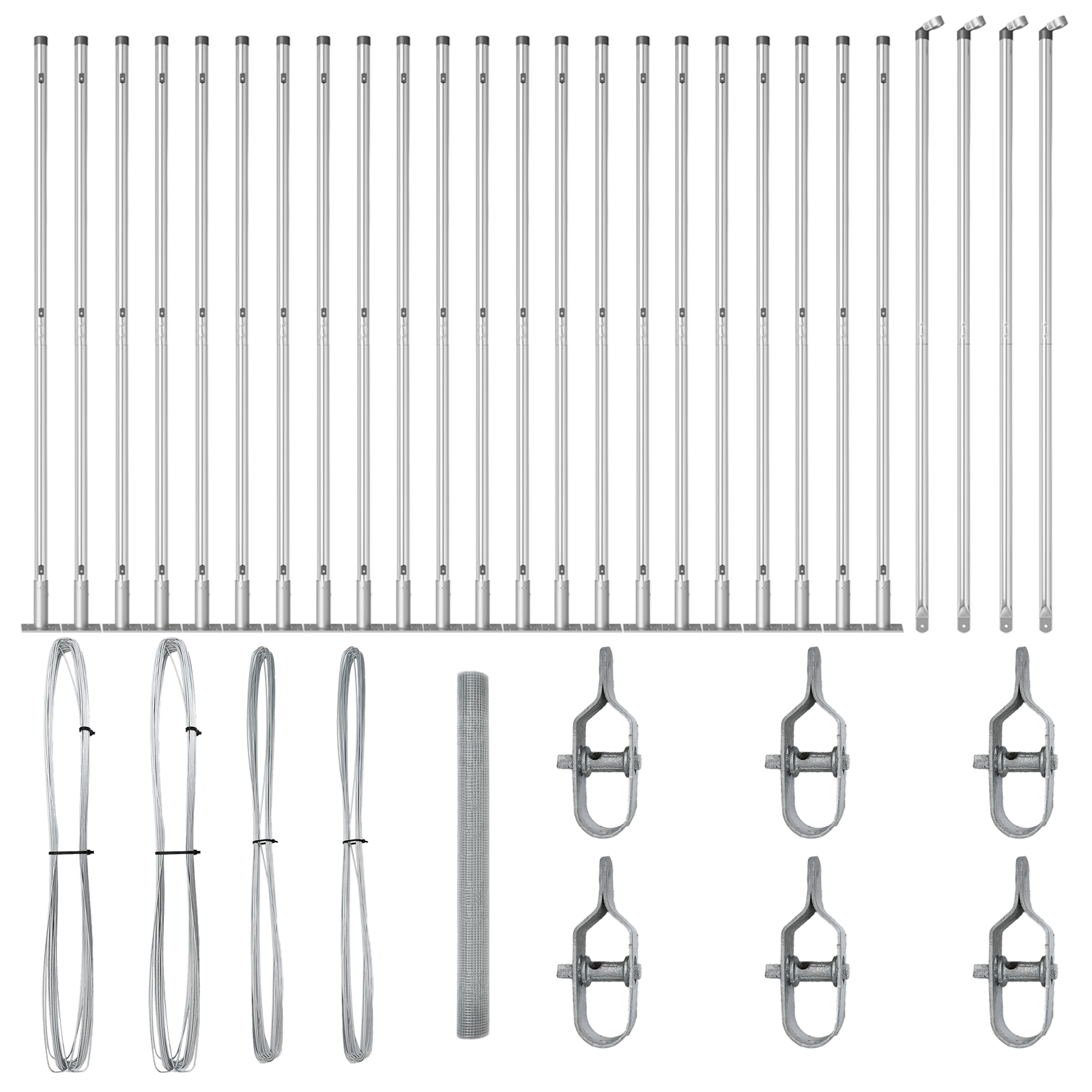 Împrejmuire din Sârmă Sudată cu 13 Stâlpi Flansați 1.5x50 m Oțel Galvanizat GartenMobel Dekor