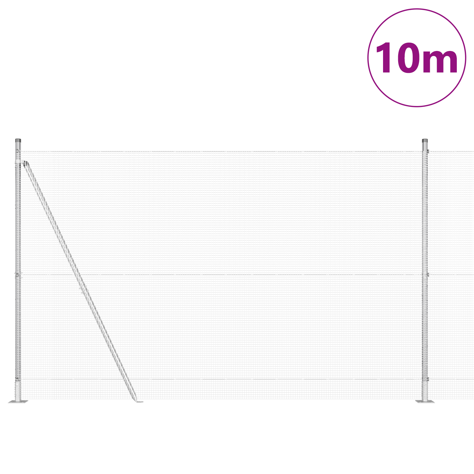 Îngrădire cu sârmă sudată cu 7 stâlpi cu flanșă 1.6x10 m Oțel galvanizat GartenMobel Dekor