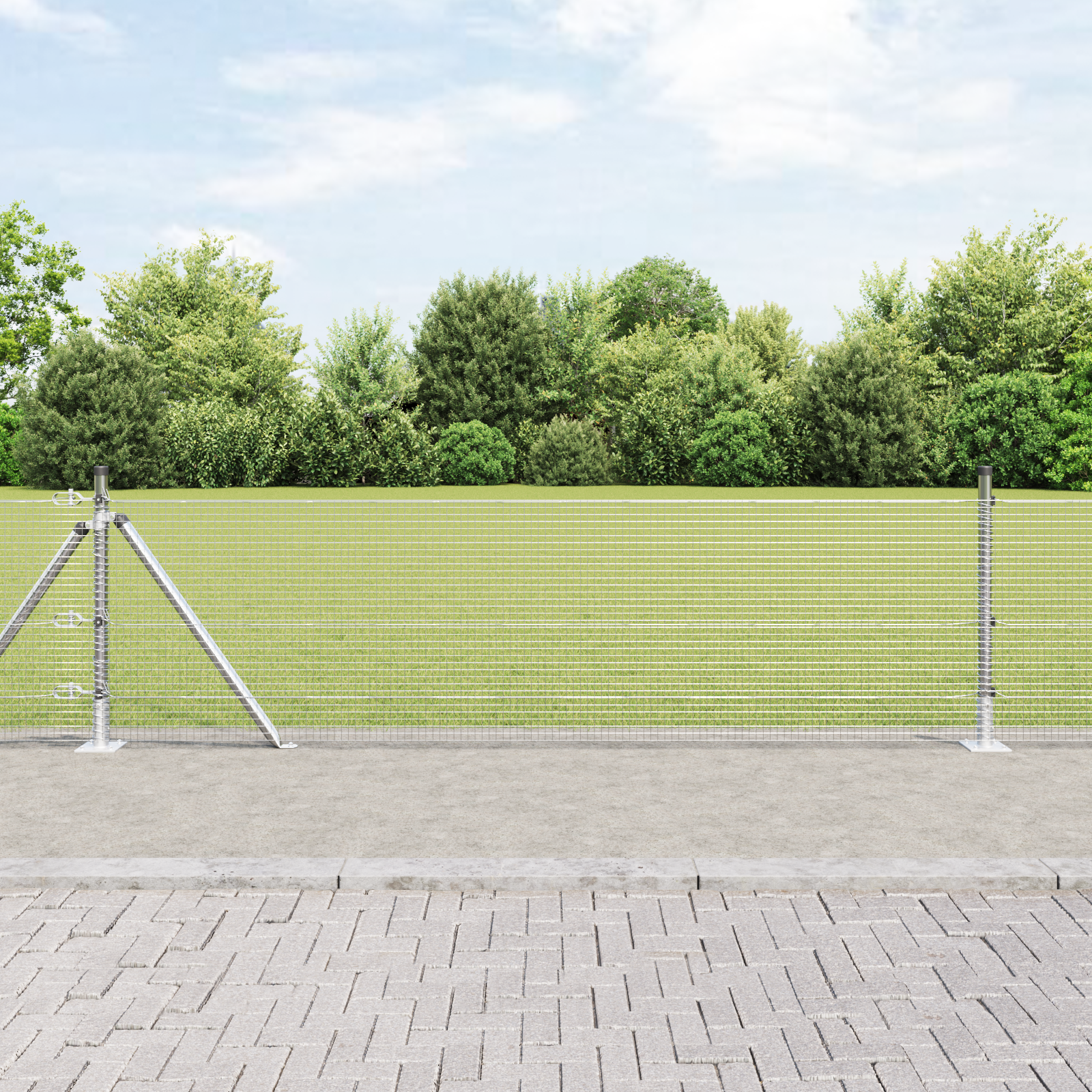 gard cu fir sudat cu 13 stâlpi flanșați 0.6x25 m din oțel galvanizat GartenMobel Dekor