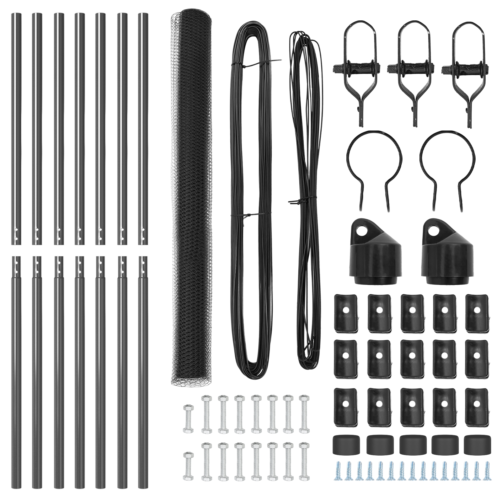 Gard hexagonal Gri 1,6x10 m Oțel, Posturi pentru gard 7 buc Gri Ø32 mm 210 cm Oțel galvanizat GartenMobel Dekor