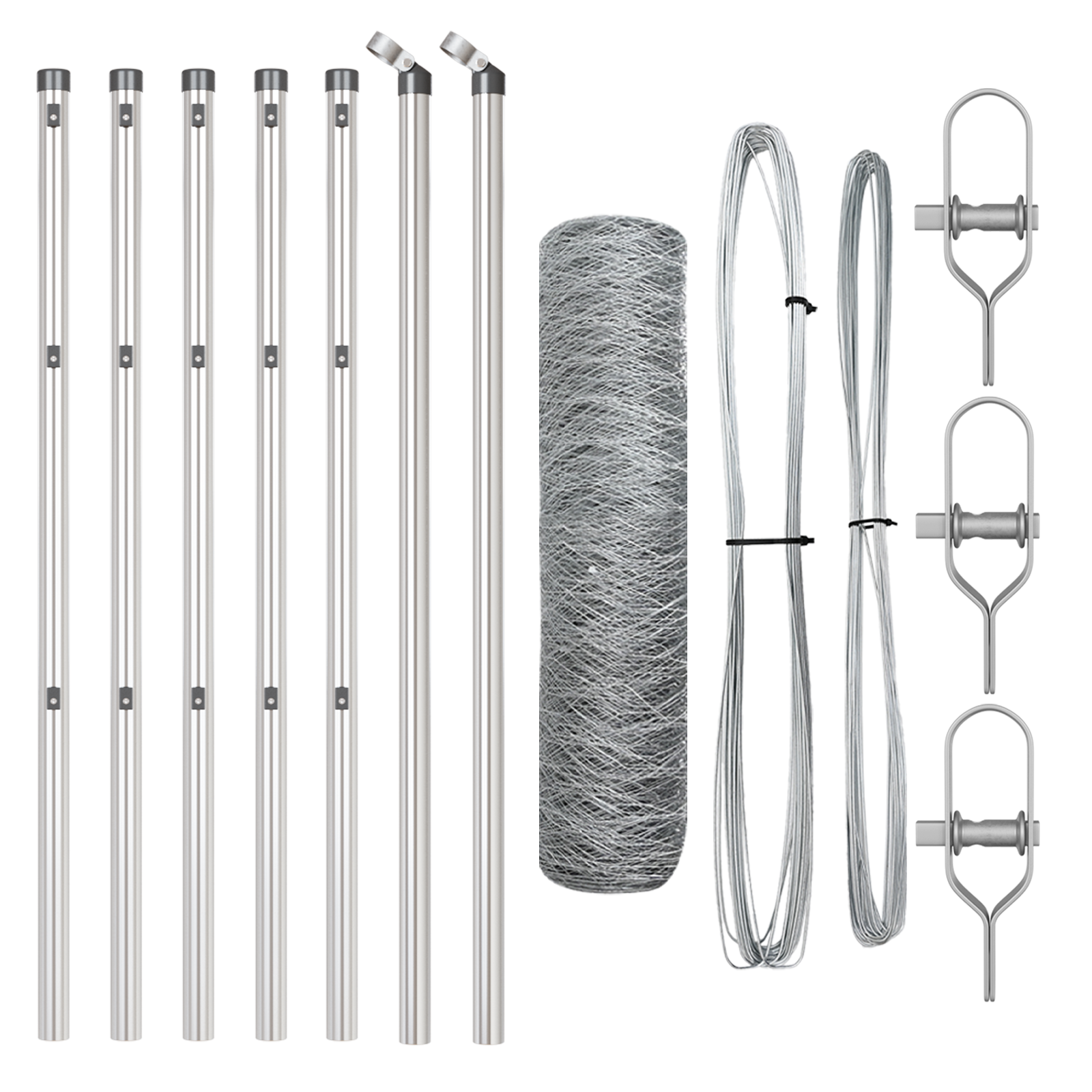 Gard Hexagonal  0.5x10 m Oțel Galvanizat, Stâlpi de Gard  7 pcs Ø32 mm 100 cm Oțel Galvanizat GartenMobel Dekor