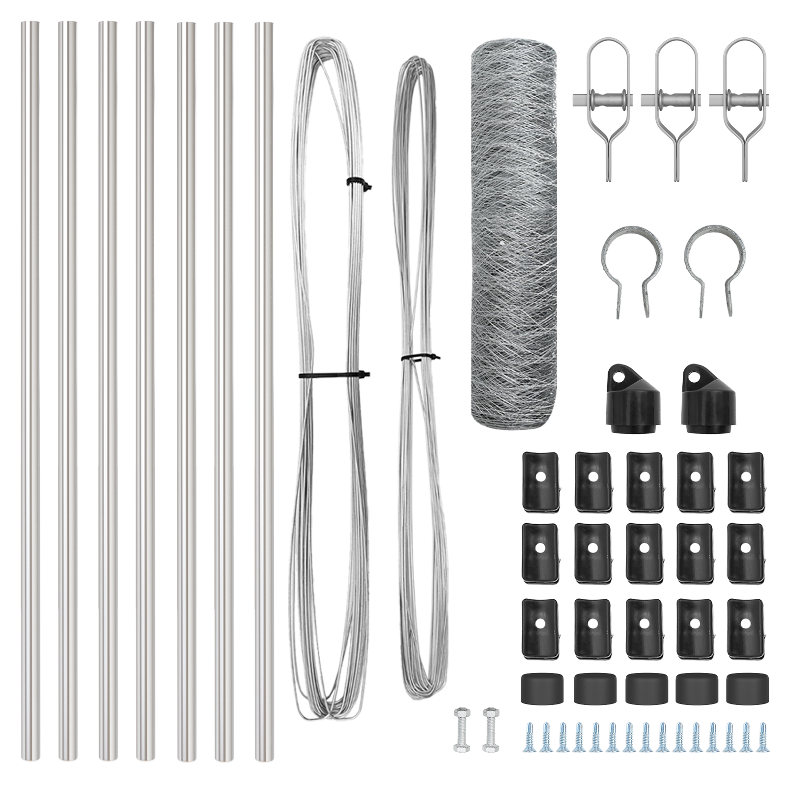 Gard Hexagonal  0.5x10 m Oțel Galvanizat, Stâlpi de Gard  7 pcs Ø32 mm 100 cm Oțel Galvanizat GartenMobel Dekor