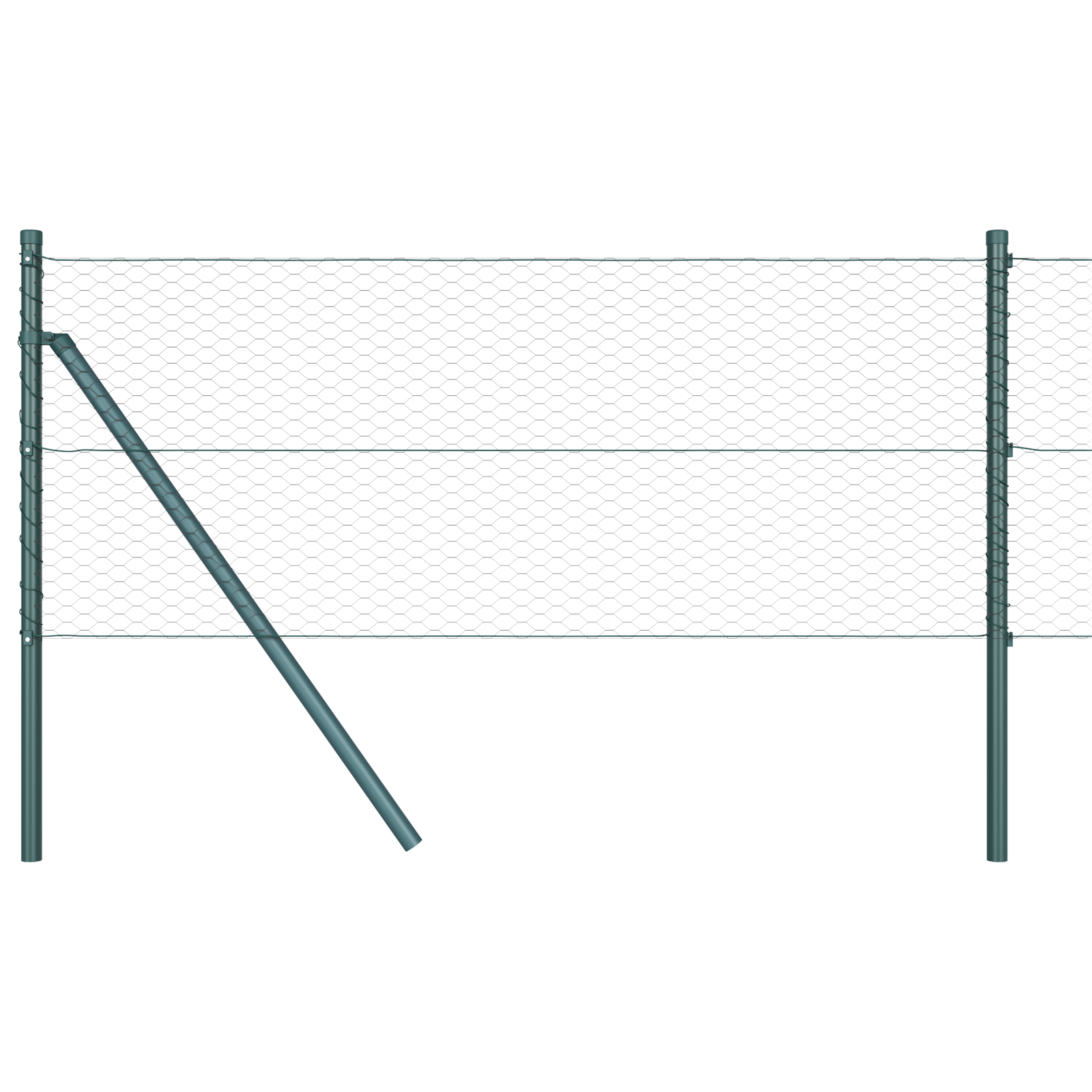 Gard Hexagonal  Gri 0.6x50 m Oțel, Stâlpi Gard  13 buc Verde Ø32 mm 100 cm Oțel Galvanizat GartenMobel Dekor