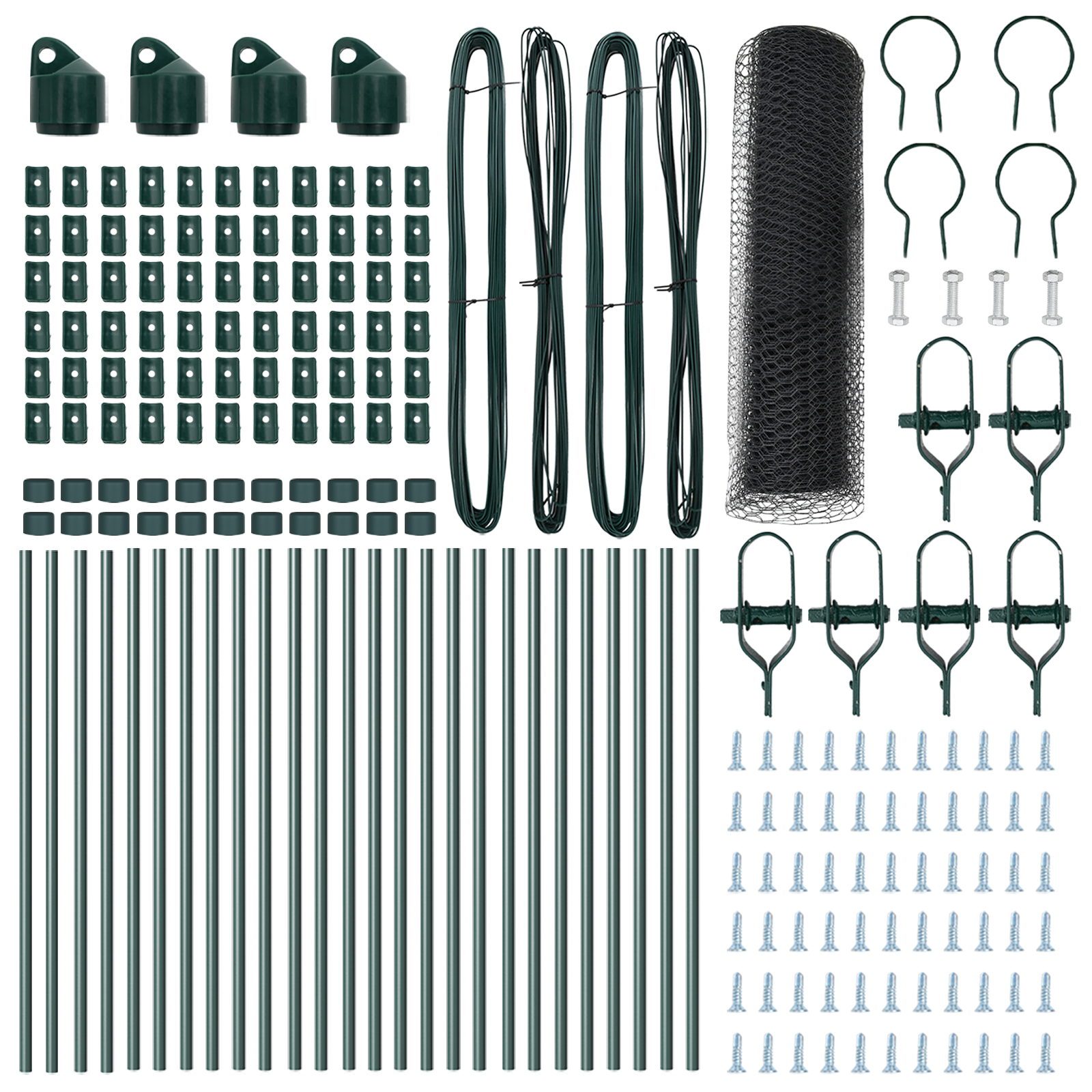 Gard Hexagonal Gri 0.6x50 m Oțel, Stâlpi pentru Gard 13 pcs Verde Ø32 mm 100 cm Oțel Zincat GartenMobel Dekor
