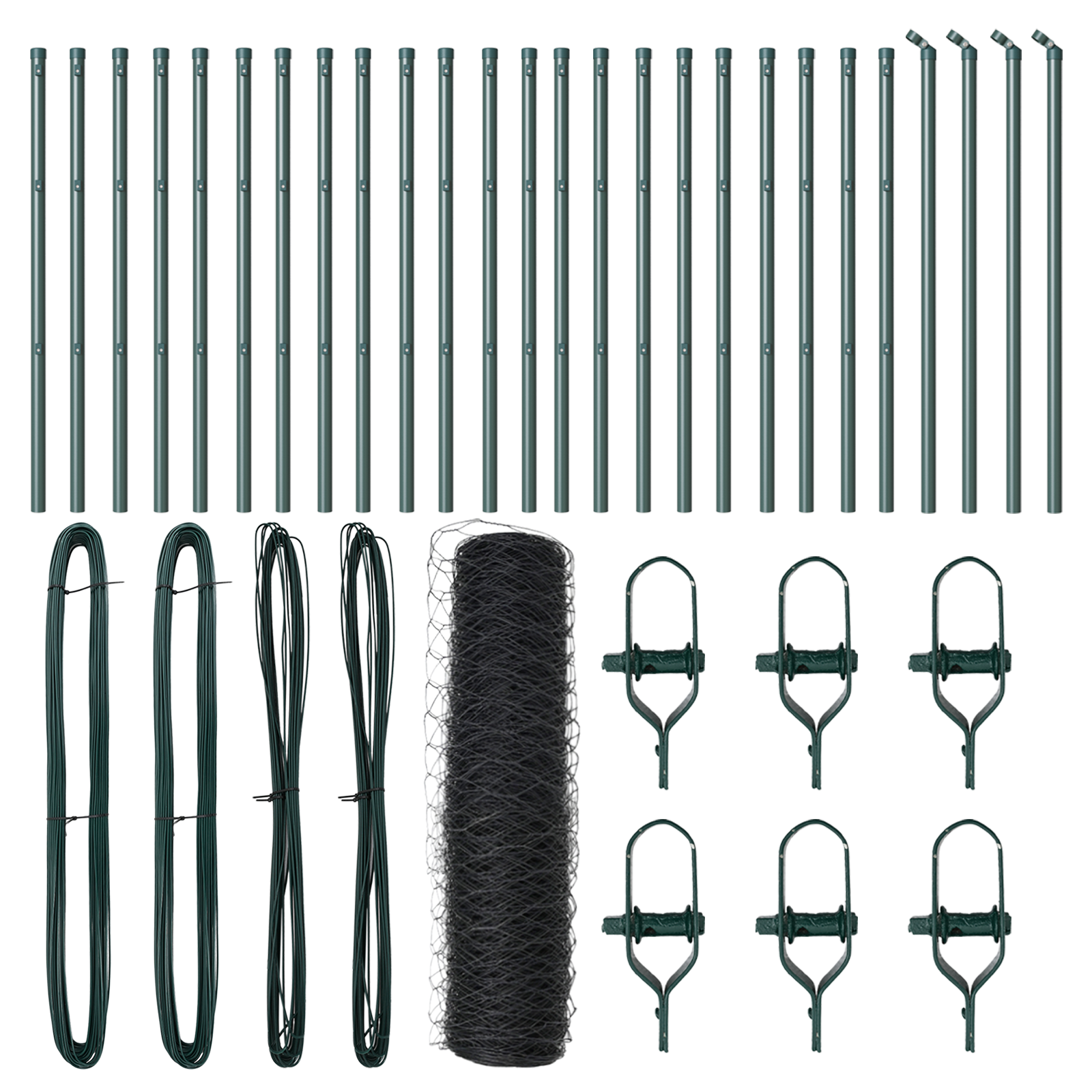 Gard Hexagonal  Gri 0.8x50 m Oțel, Stâlpi de Gard  13 buc Grene Ø32 mm 120 cm Oțel Galvanizat GartenMobel Dekor