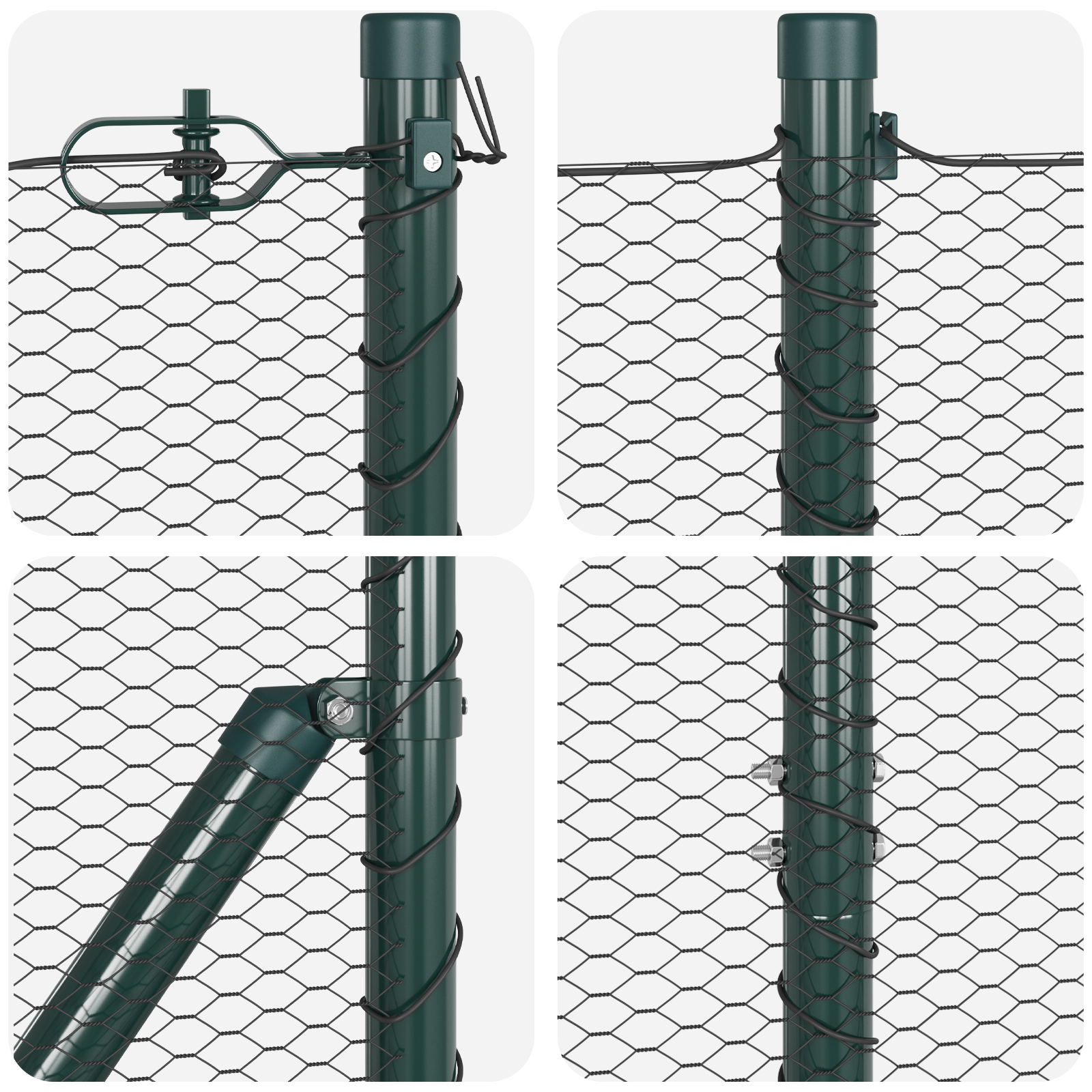 Gard Hexagonal Gri 1.2x100 m Oțel, Stâlpi de gard 13 buc Green Ø32 mm 170 cm Oțel galvanizat GartenMobel Dekor