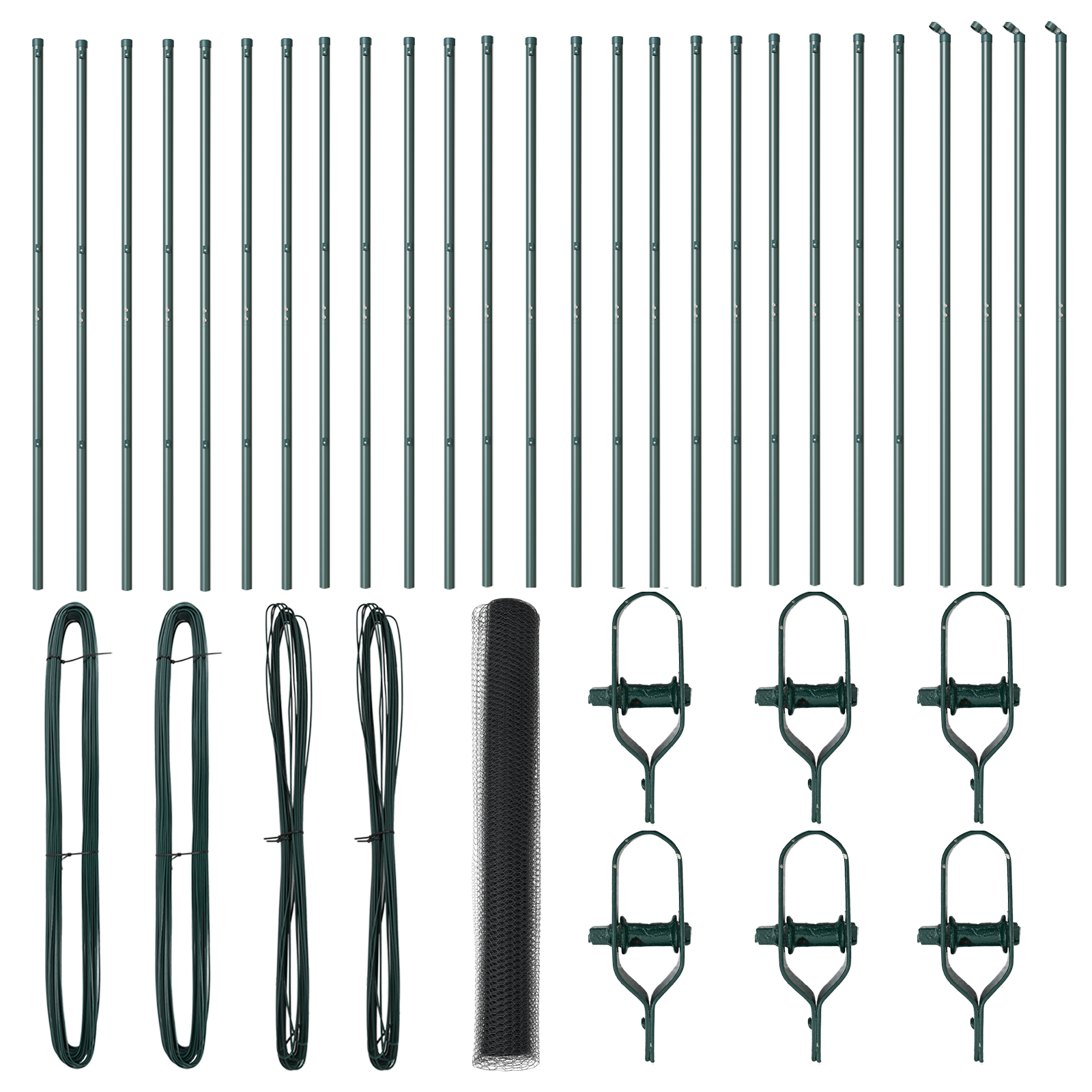 Gard Hexagonal Gri 1.2x50 m Oțel, Stâlpi de Gard 13 buc. Verde Ø32 mm 170 cm Oțel Galvanizat GartenMobel Dekor