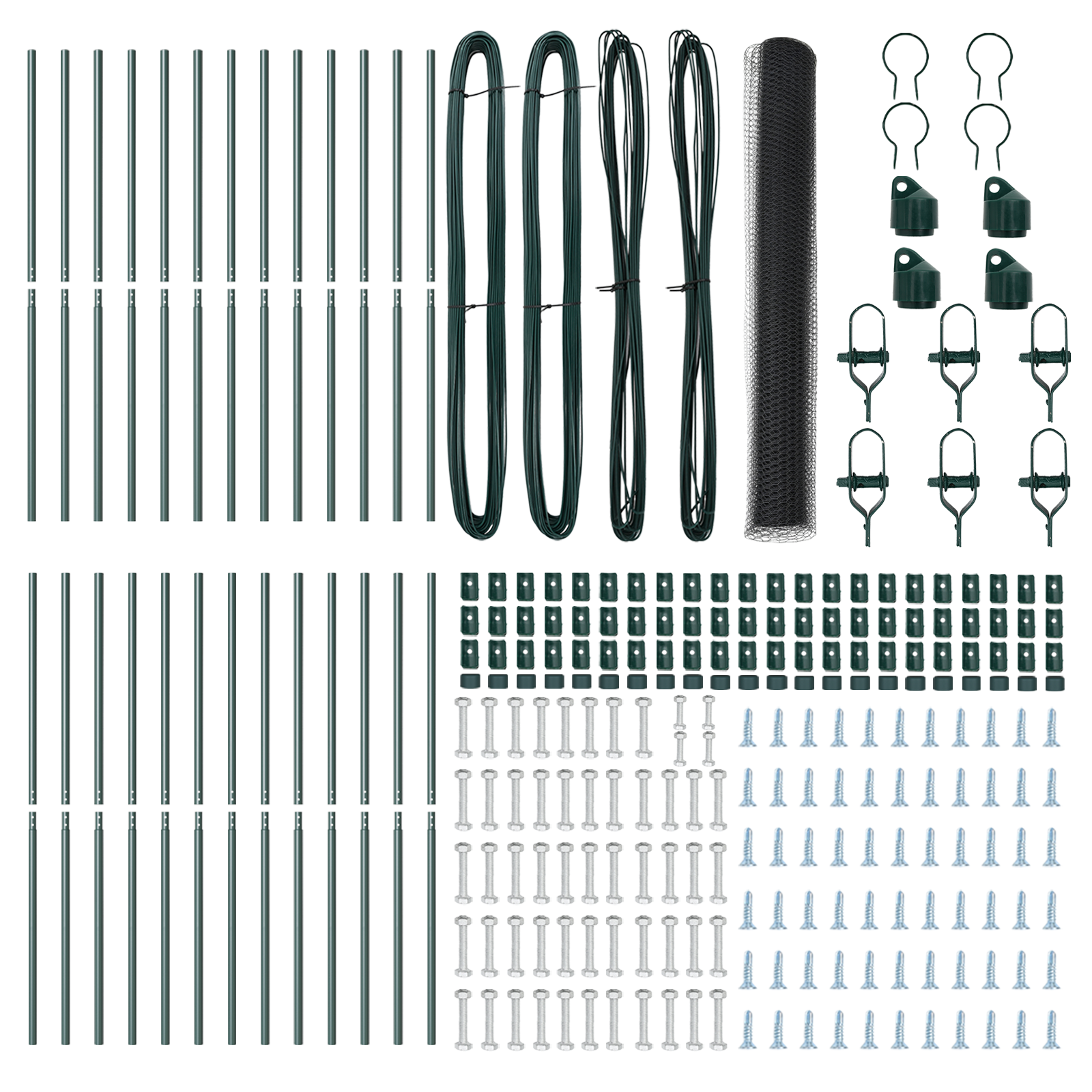 Gard Hexagonal Gri 1,2x50 m Oțel, Stâlpi de Gard 13 buc Verzi Ø32 mm 170 cm Oțel Zincat GartenMobel Dekor