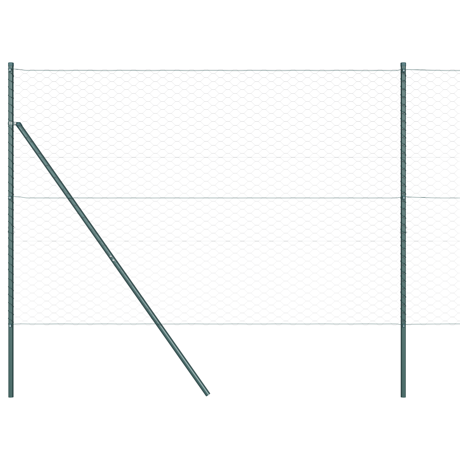 Gard Hexagonal  Gri 1,5x50 m Oțel, Stâlpi de Gard  13 buc Verzi Ø32 mm 200 cm Oțel Zincat GartenMobel Dekor