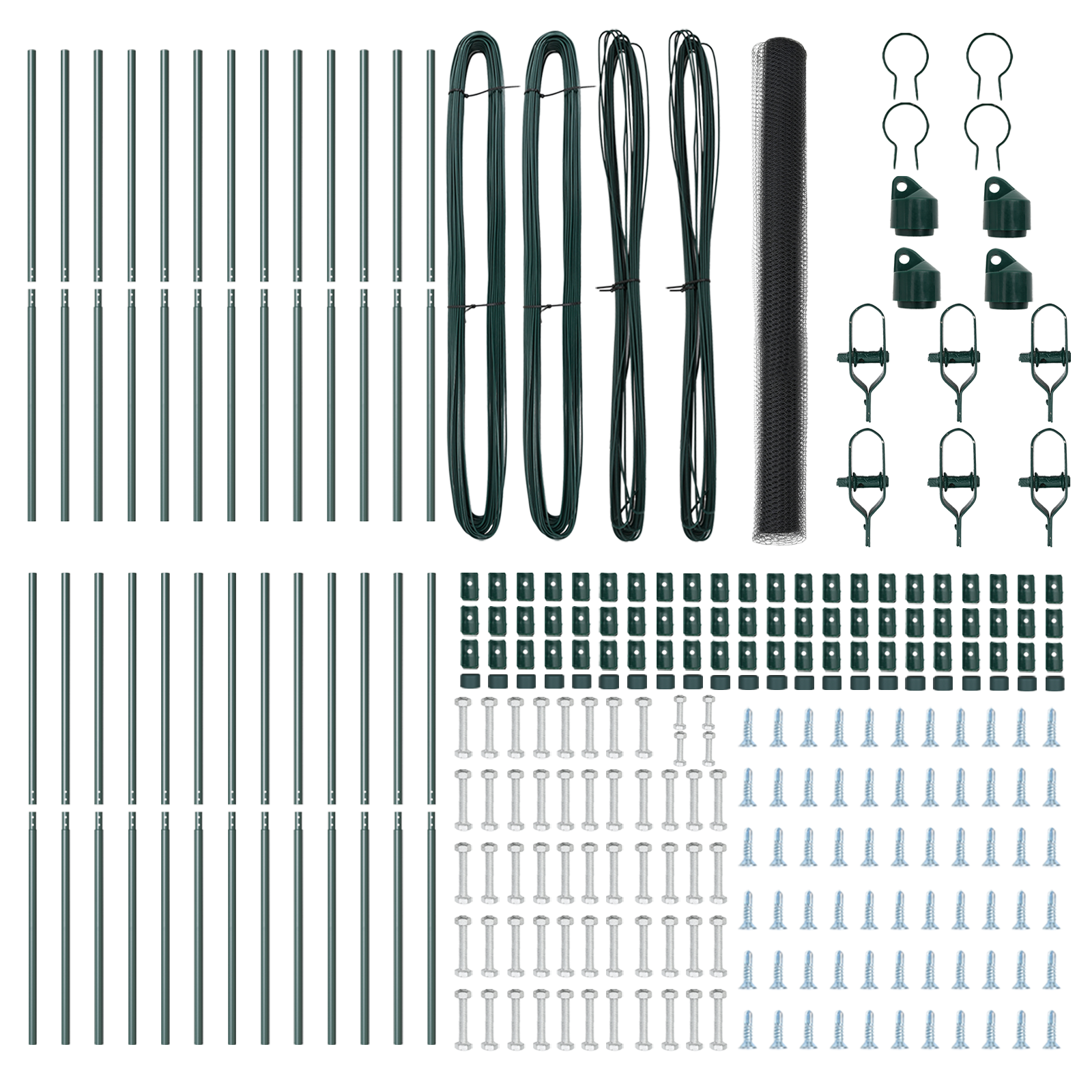 Gard Hexagonal  Gri 1,5x50 m Oțel, Stâlpi de Gard  13 buc Verzi Ø32 mm 200 cm Oțel Zincat GartenMobel Dekor