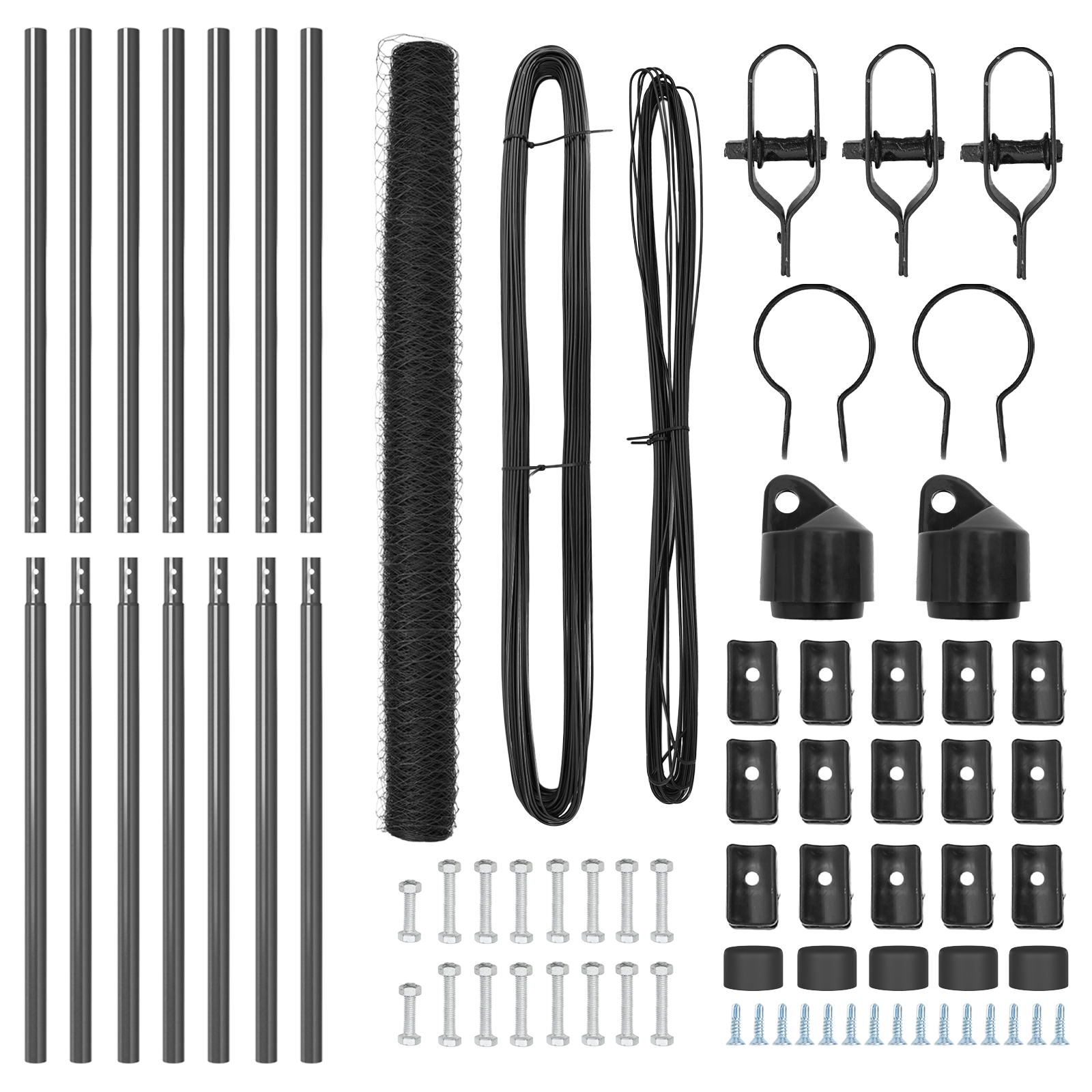 Gard Hexagonal Gri 1.6x10 m Oțel, Piloni de Îngrădire 7 buc Gri Ø32 mm 210 cm Oțel Galvanizat GartenMobel Dekor