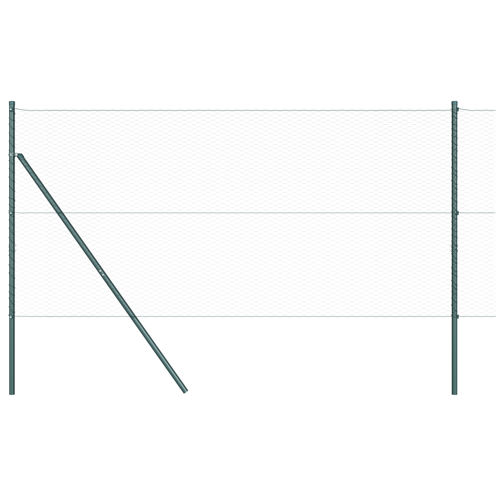 Gard Hexagonal Gri 1x100 m Oțel, Stâlpi pentru Gard 13 buc Verde Ø32 mm 150 cm Oțel Galvanizat GartenMobel Dekor