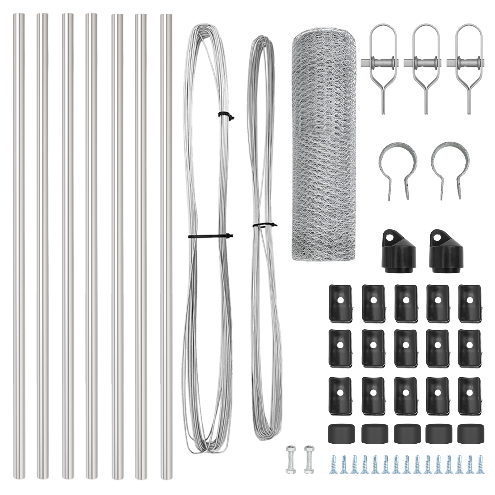 Gard hexagonal 0.8x10 m din oțel galvanizat, Stâlpi de gard 7 buc Ø32 mm 120 cm din oțel galvanizat GartenMobel Dekor