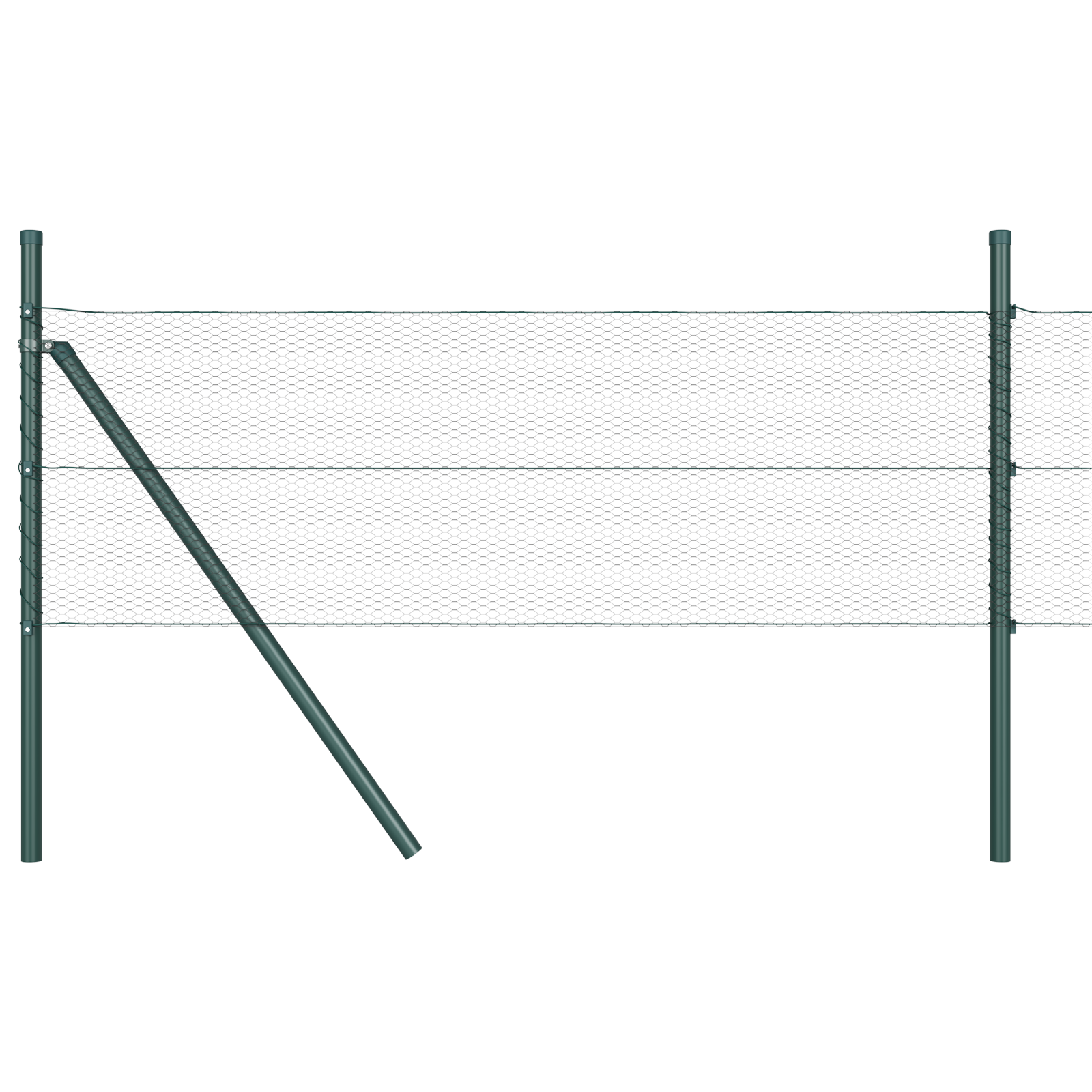 Gard hexagonal  Gri 0.8x50 m Oțel, Stâlpi de gard  13 buc Gri Ø32 mm 120 cm Oțel galvanizat GartenMobel Dekor