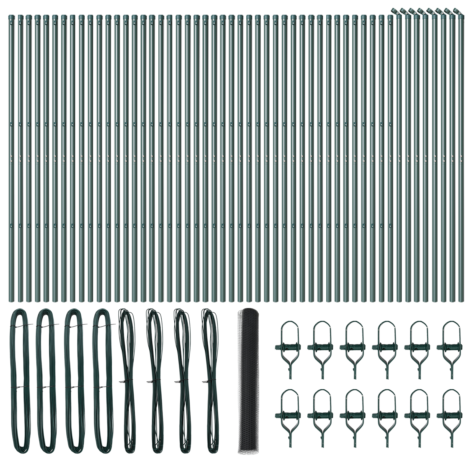 Gard hexagonal Gri 1x100 m Oțel, Stâlpi gard 13 buc Geniu Ø32 mm 150 cm Oțel galvanizat GartenMobel Dekor