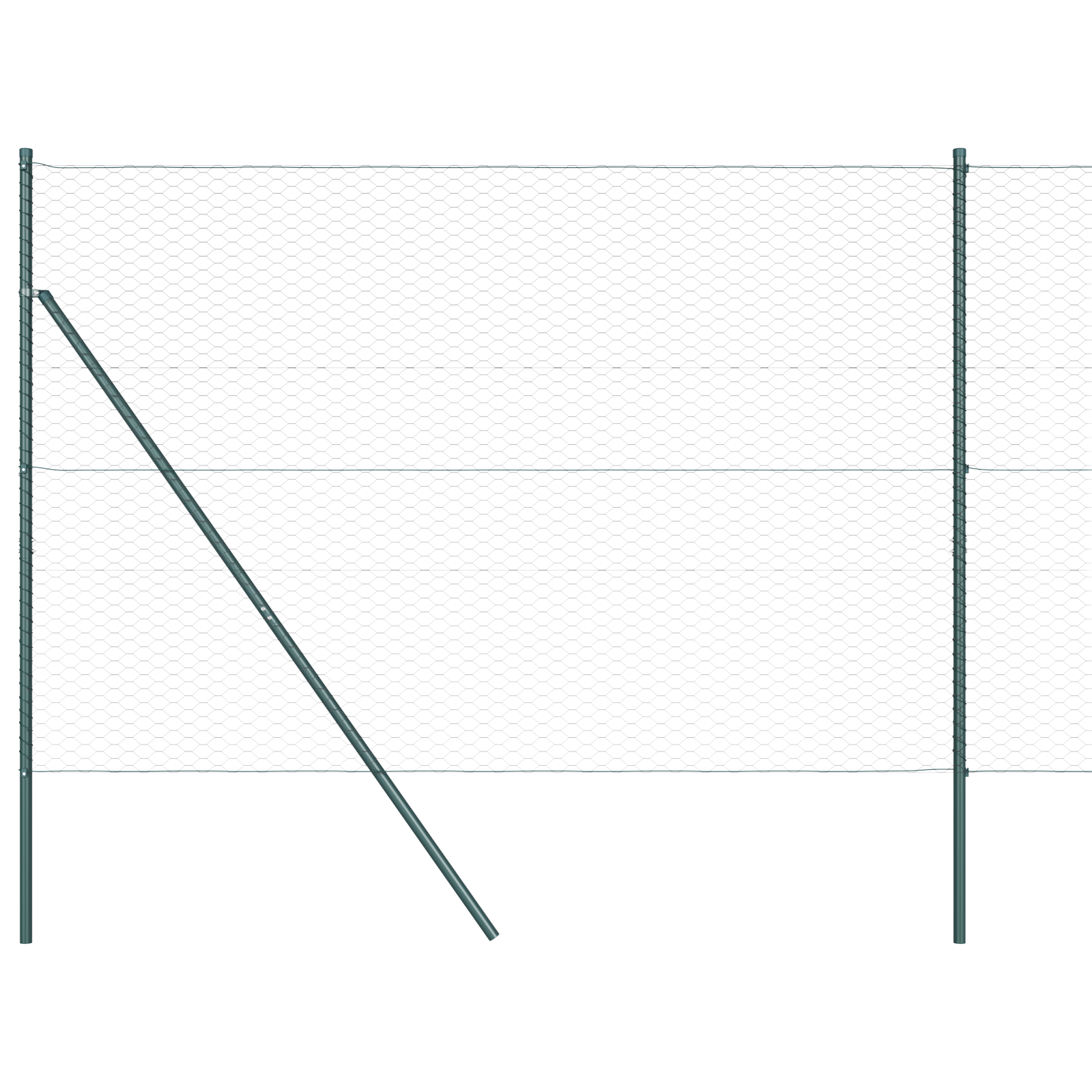 Împrejmuire Hexagonală  Gri 1.6x50 m Oțel, Stâlpi Împrejmuire  13 buc Galvanizat Gri Ø32 mm 210 cm GartenMobel Dekor