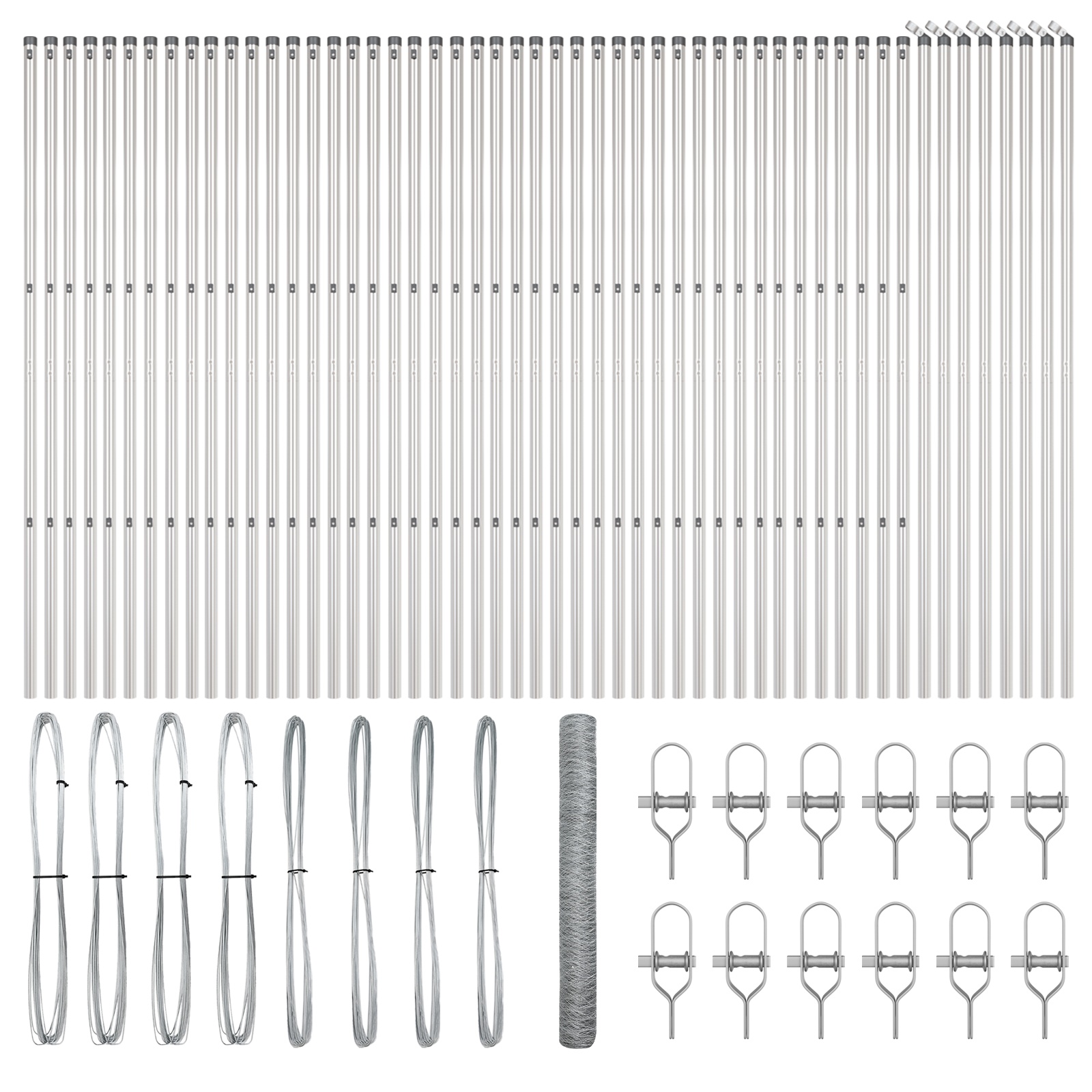Gard hexagonal 1.2x100 m Oțel galvanizat, Stâlpi de gard  13 pcs Ø32 mm 170 cm Oțel galvanizat GartenMobel Dekor